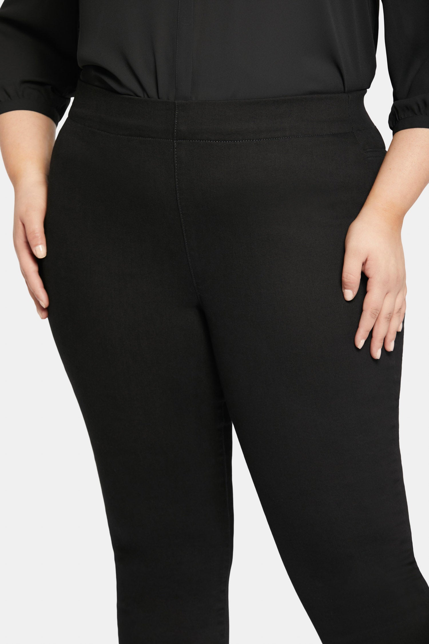 NYDJ Skinny Ankle Pull-on Jeans In Plus Size With Sideseam Slit - Black