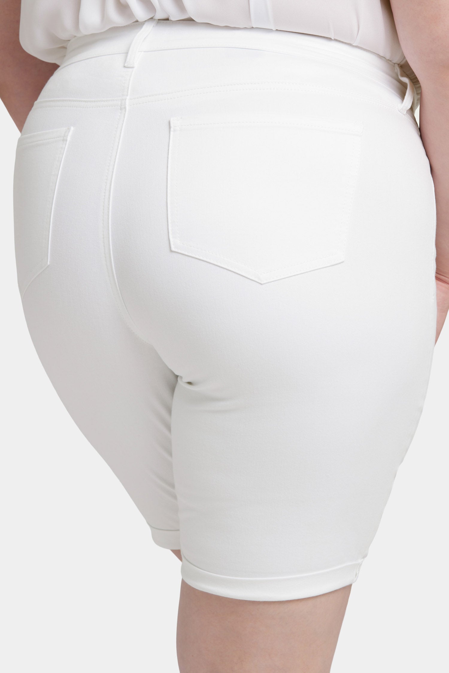 NYDJ Briella 11 Inch Denim Shorts In Plus Size With Roll Cuffs - Optic White