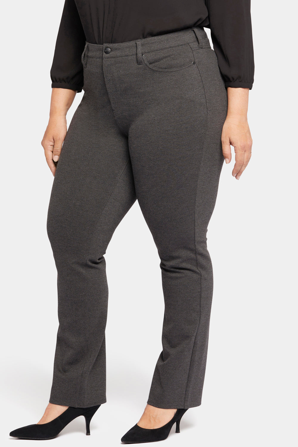 NYDJ Marilyn Straight Pants In Plus Size Sculpt-Her™ Collection - Charcoal Heathered