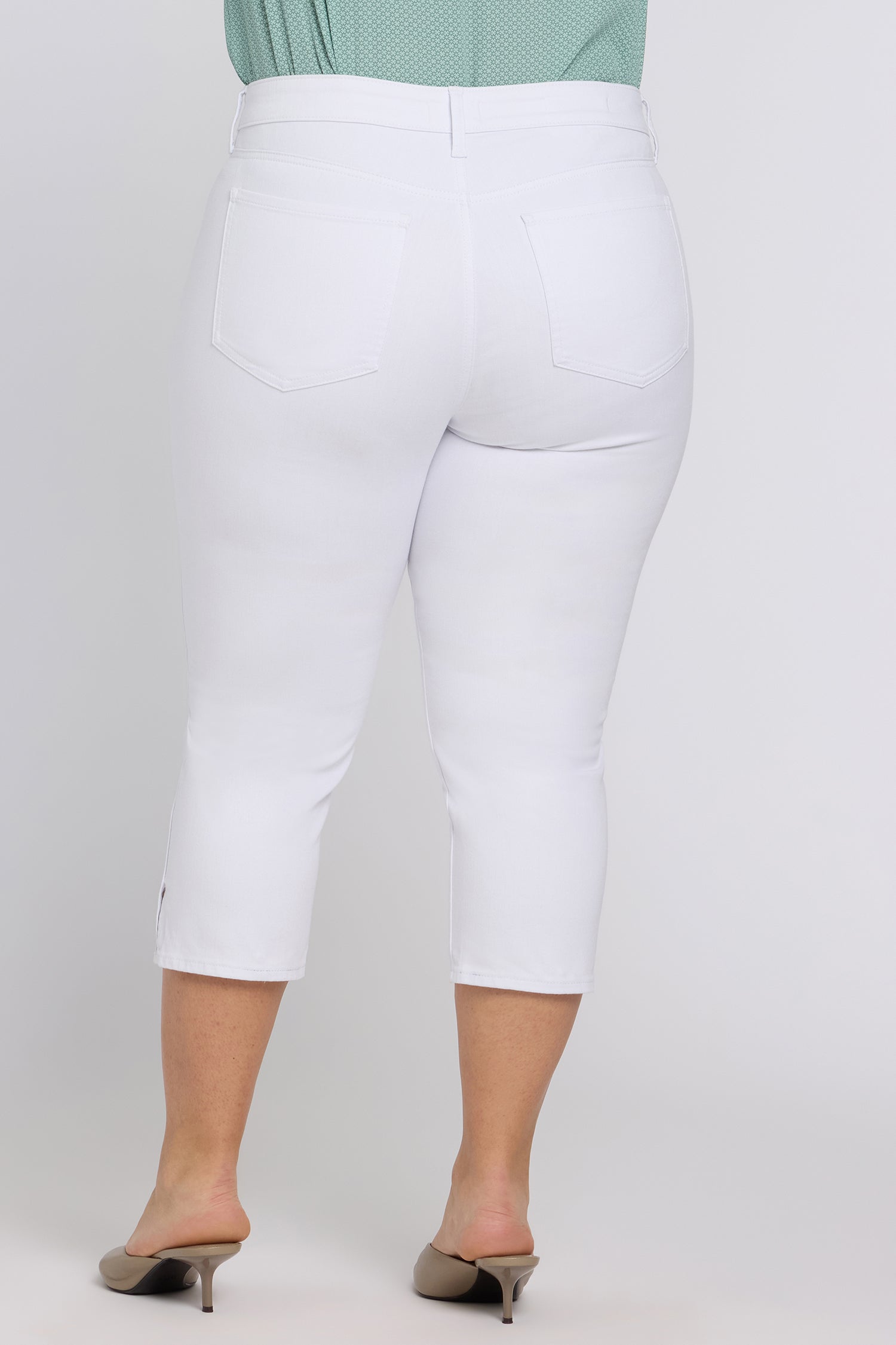 NYDJ Chloe Capri Jeans In Plus Size In Cool Embrace® Denim With Side Slits - Optic White