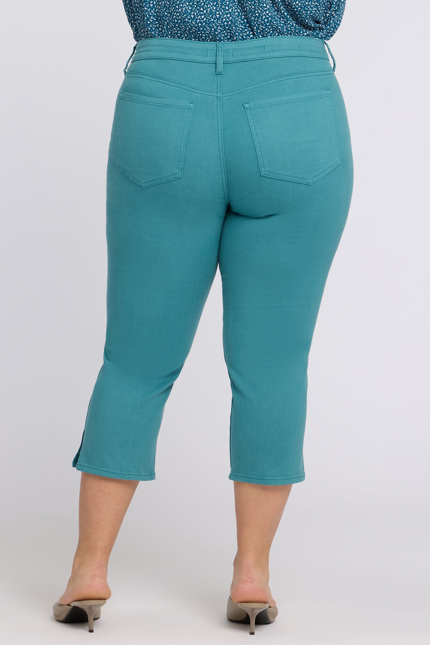 NYDJ Chloe Capri Jeans In Plus Size In Cool Embrace® Denim With Side Slits - Harbor Blue