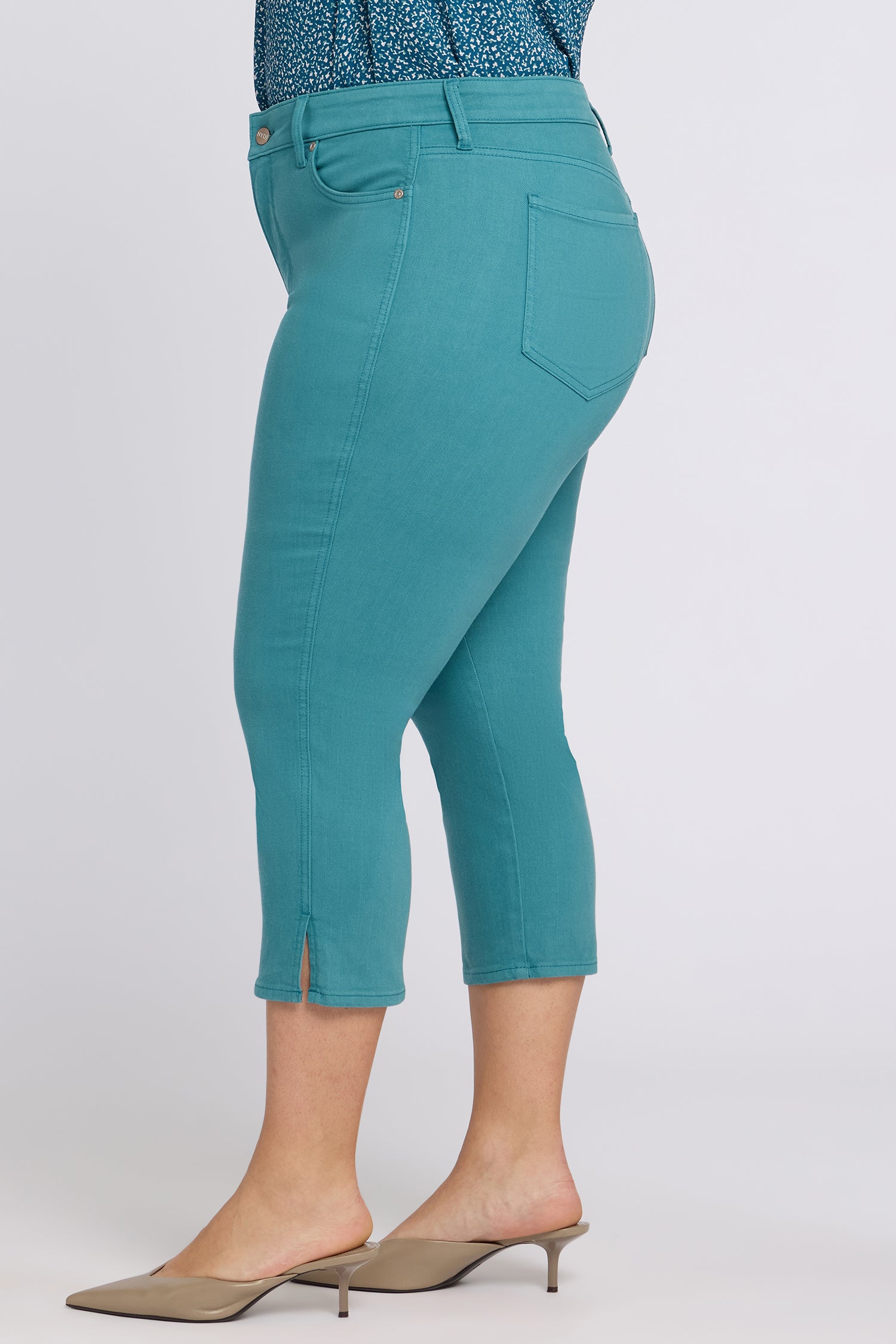 NYDJ Chloe Capri Jeans In Plus Size In Cool Embrace® Denim With Side Slits - Harbor Blue