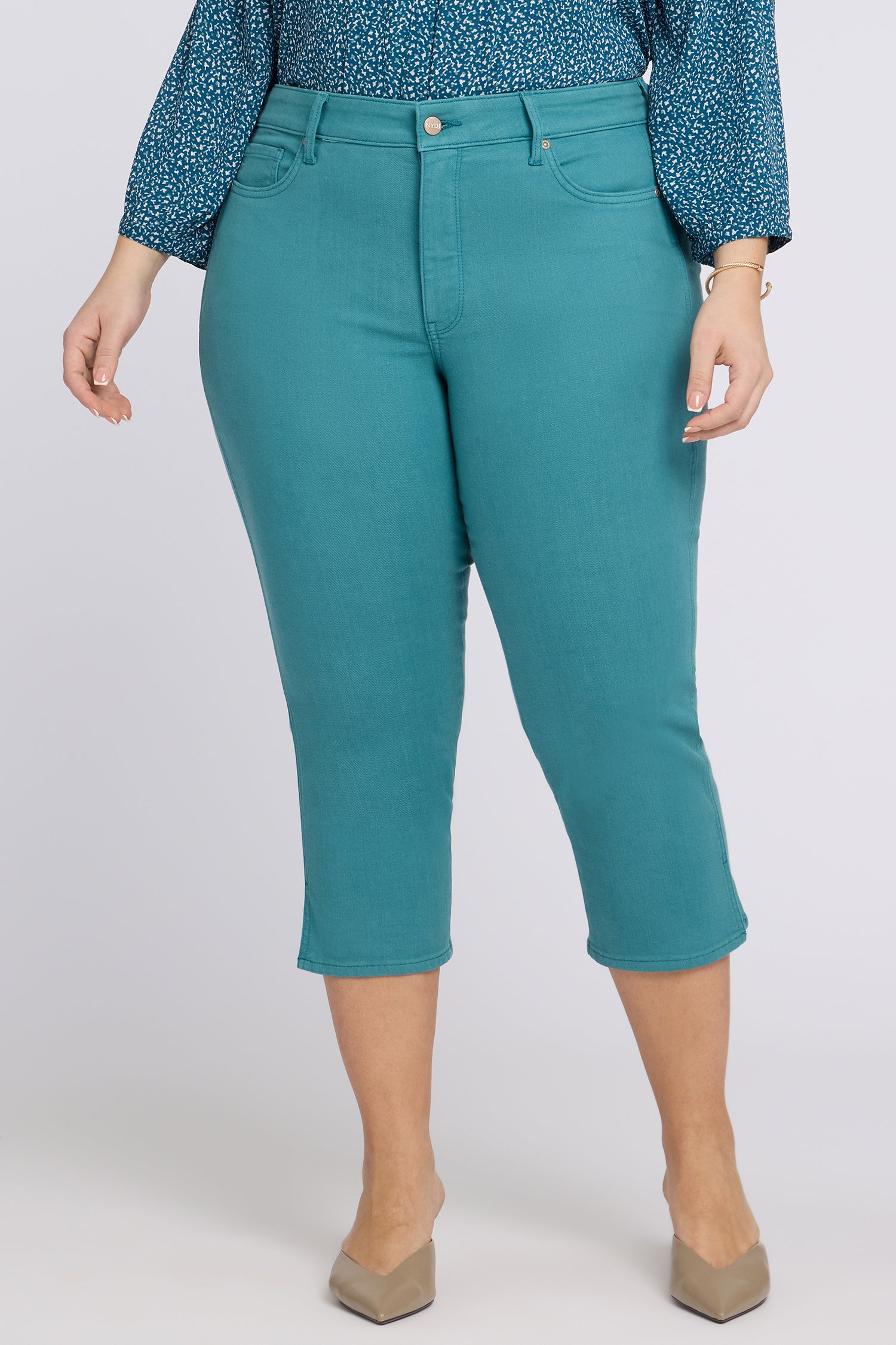 NYDJ Chloe Capri Jeans In Plus Size In Cool Embrace® Denim With Side Slits - Harbor Blue