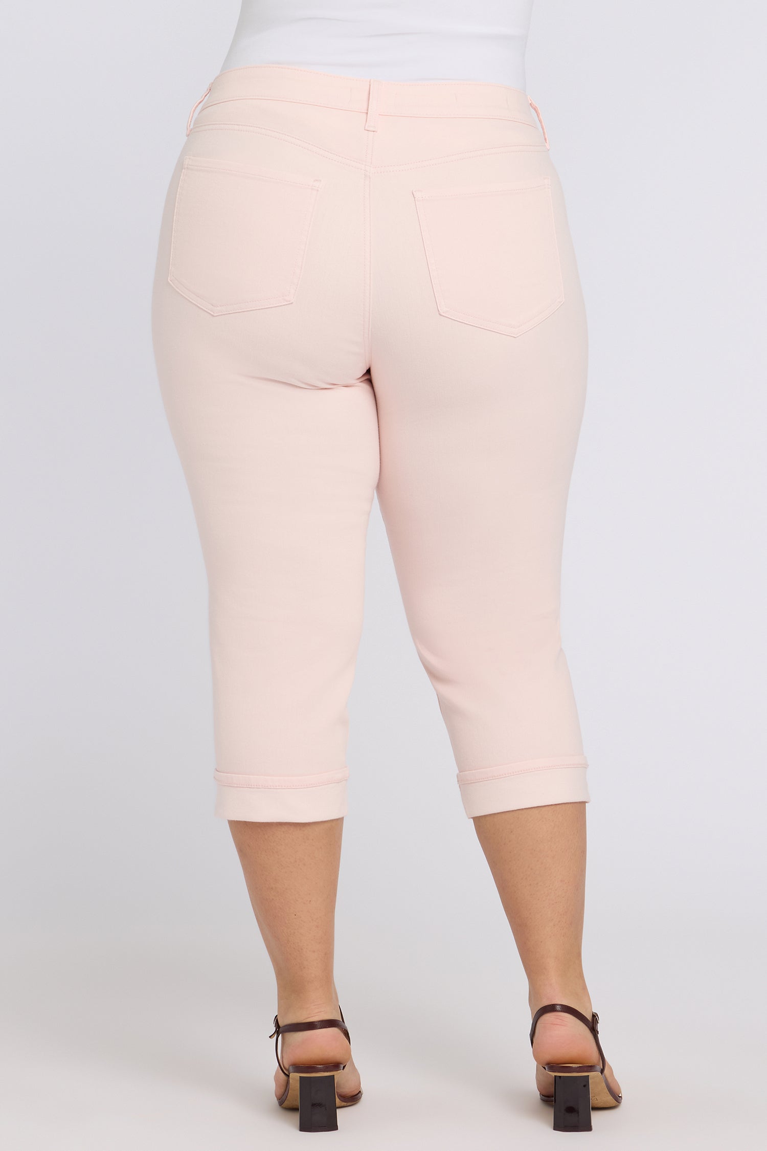 NYDJ Marilyn Straight Crop Jeans In Plus Size In Cool Embrace® Denim With Cuffs - Pink Dogwood