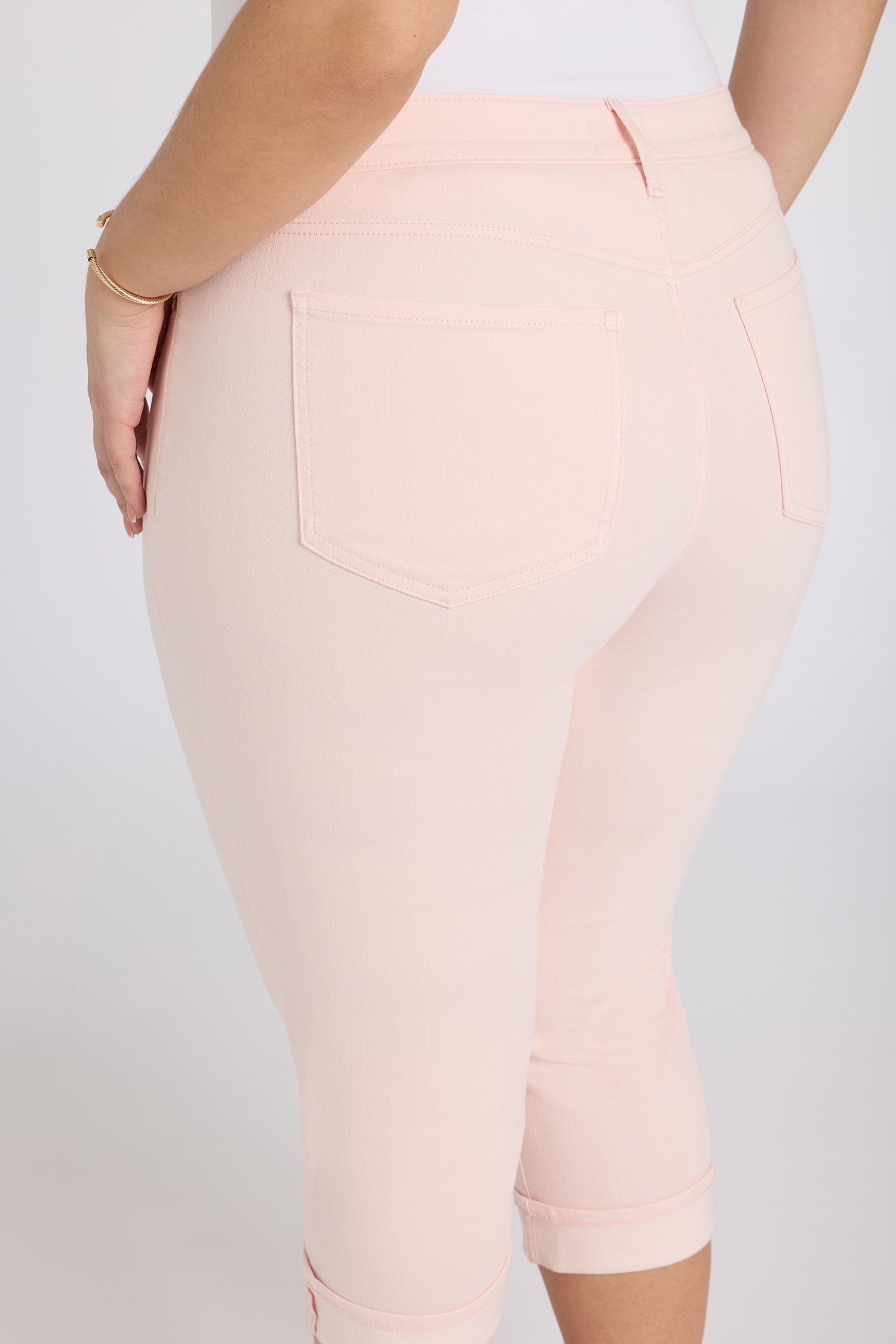 NYDJ Marilyn Straight Crop Jeans In Plus Size In Cool Embrace® Denim With Cuffs - Pink Dogwood