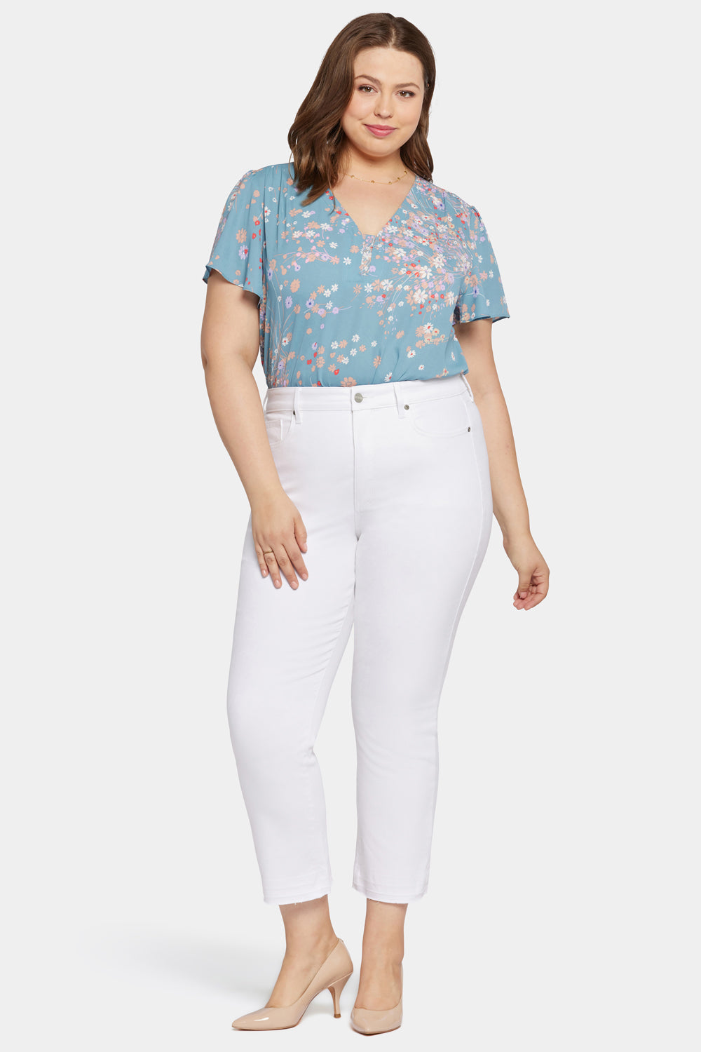 NYDJ Marilyn Straight Ankle Jeans In Plus Size In Cool Embrace® Denim With High Rise And Released Hems - Optic White