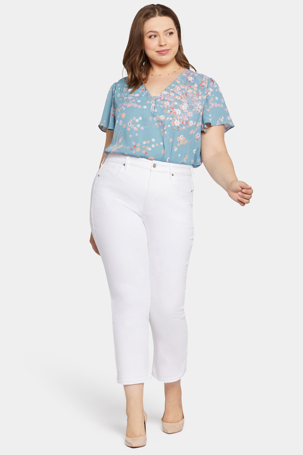 NYDJ Marilyn Straight Ankle Jeans In Plus Size In Cool Embrace® Denim With High Rise And Released Hems - Optic White