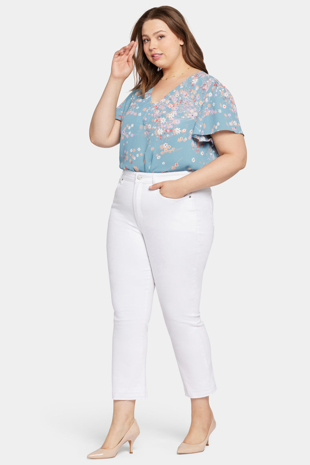 NYDJ Marilyn Straight Ankle Jeans In Plus Size In Cool Embrace® Denim With High Rise And Released Hems - Optic White