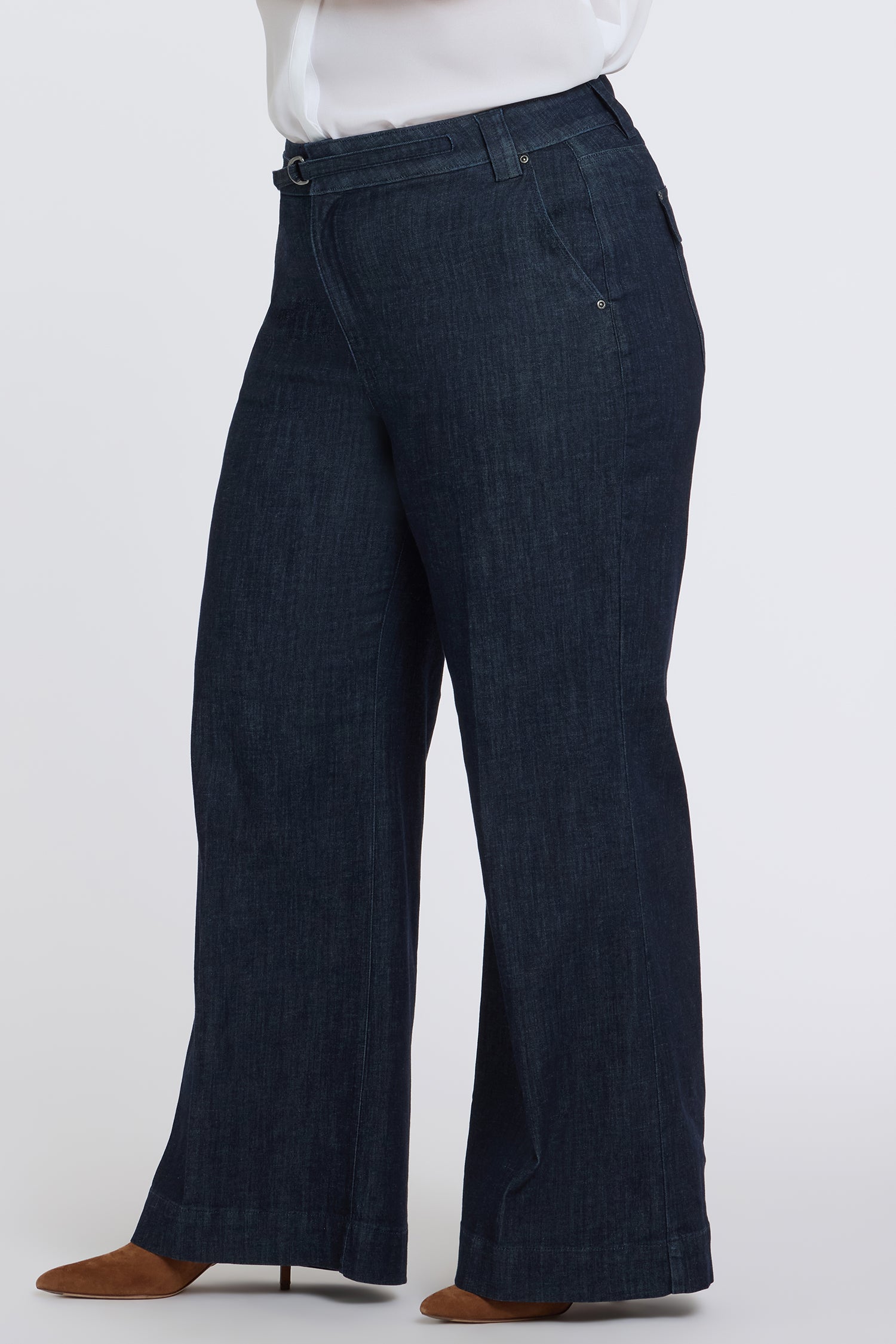 NYDJ Mia Palazzo Jeans In Plus Size With High Rise, D-Ring Belt And 32