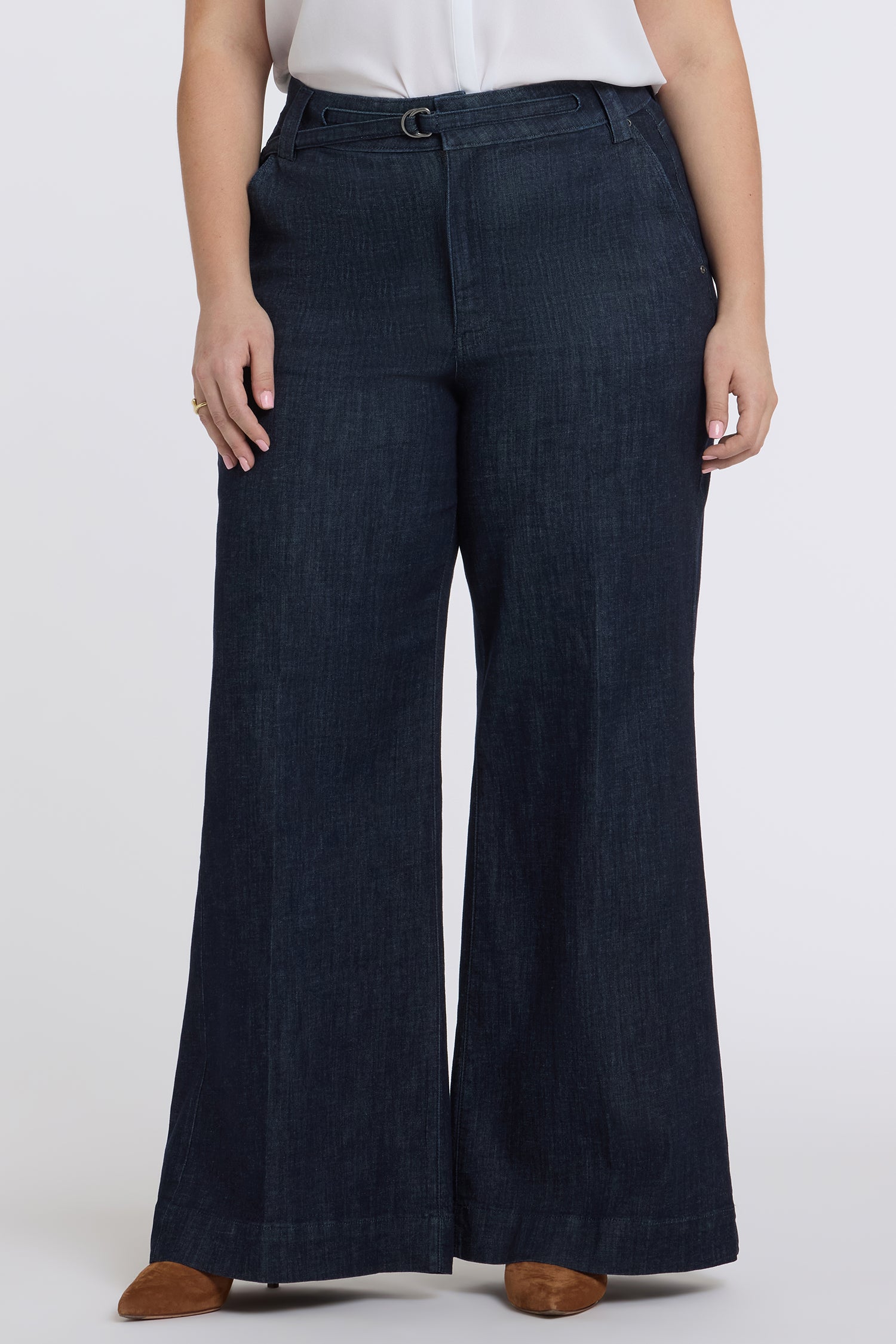 NYDJ Mia Palazzo Jeans In Plus Size With High Rise, D-Ring Belt And 32