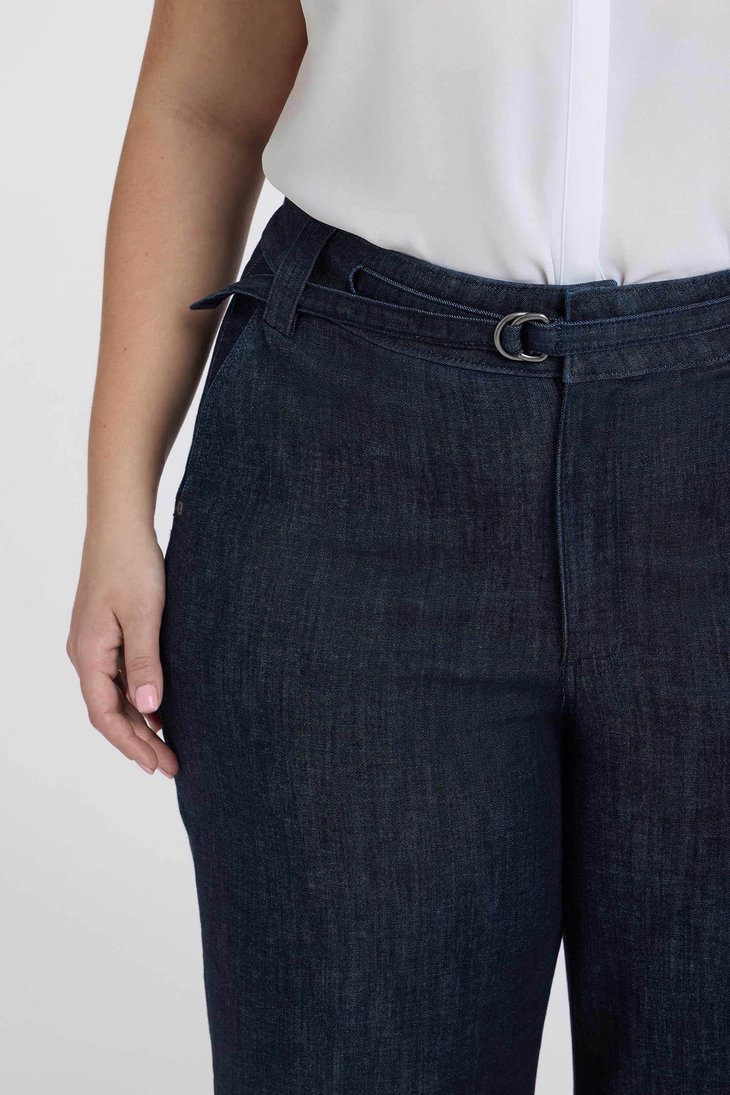 NYDJ Mia Palazzo Jeans In Plus Size With High Rise, D-Ring Belt And 32