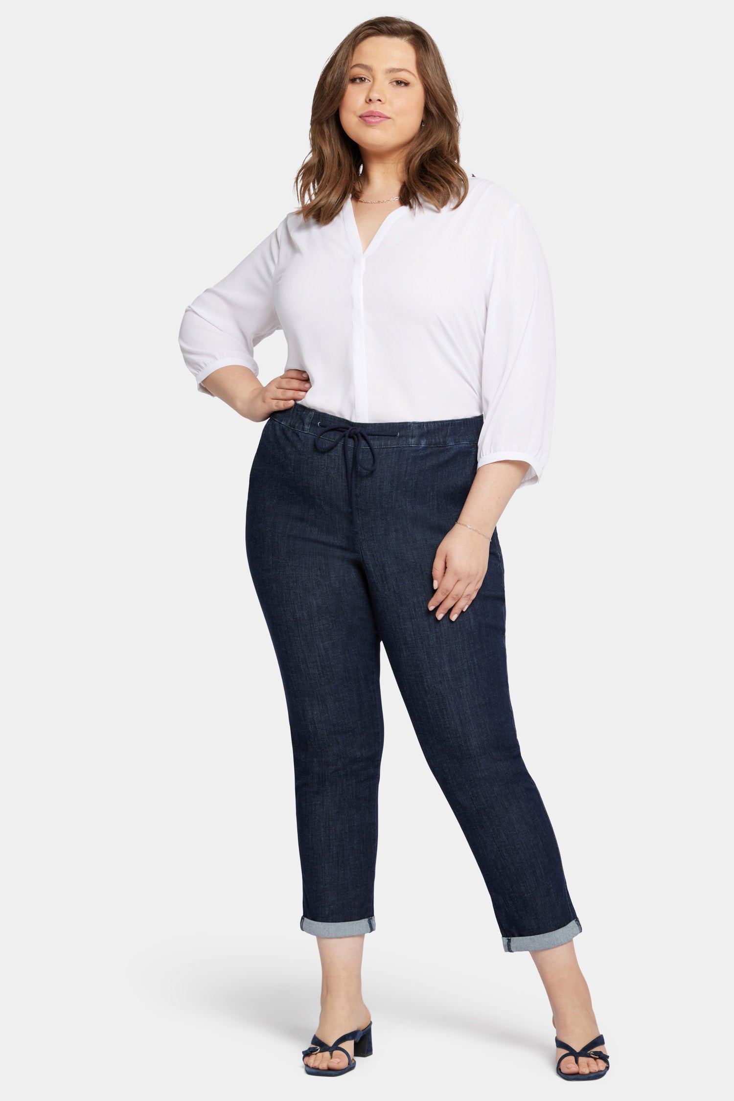 NYDJ Slim Jogger Ankle Pants In Plus Size With Roll Cuffs - Lightweight Rinse