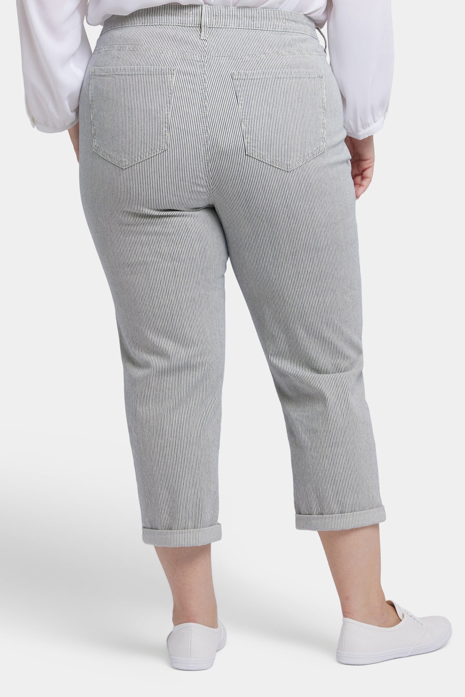 NYDJ Chloe Skinny Capri Jeans In Plus Size With Roll Cuffs - Luarca Stripe