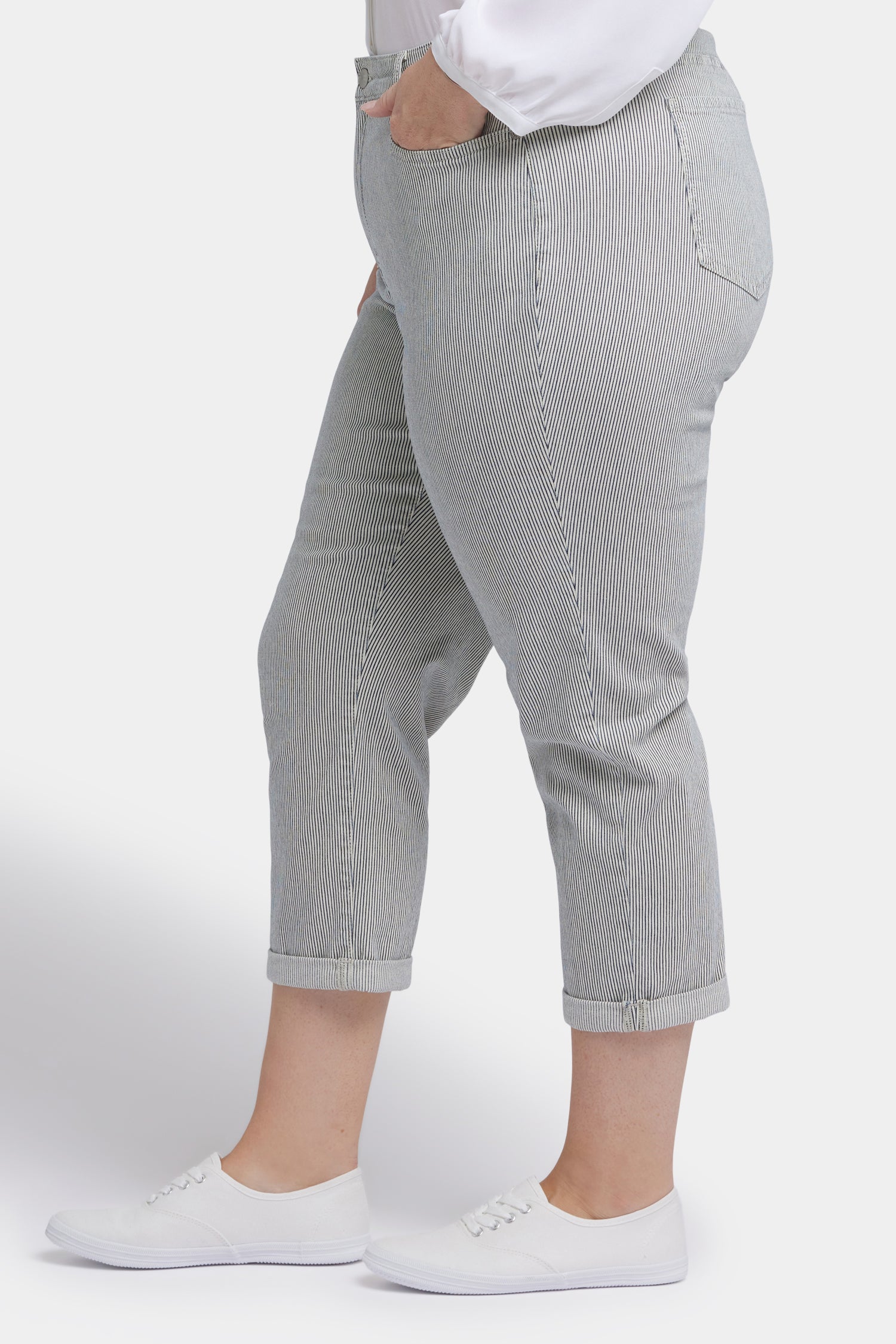 NYDJ Chloe Skinny Capri Jeans In Plus Size With Roll Cuffs - Luarca Stripe