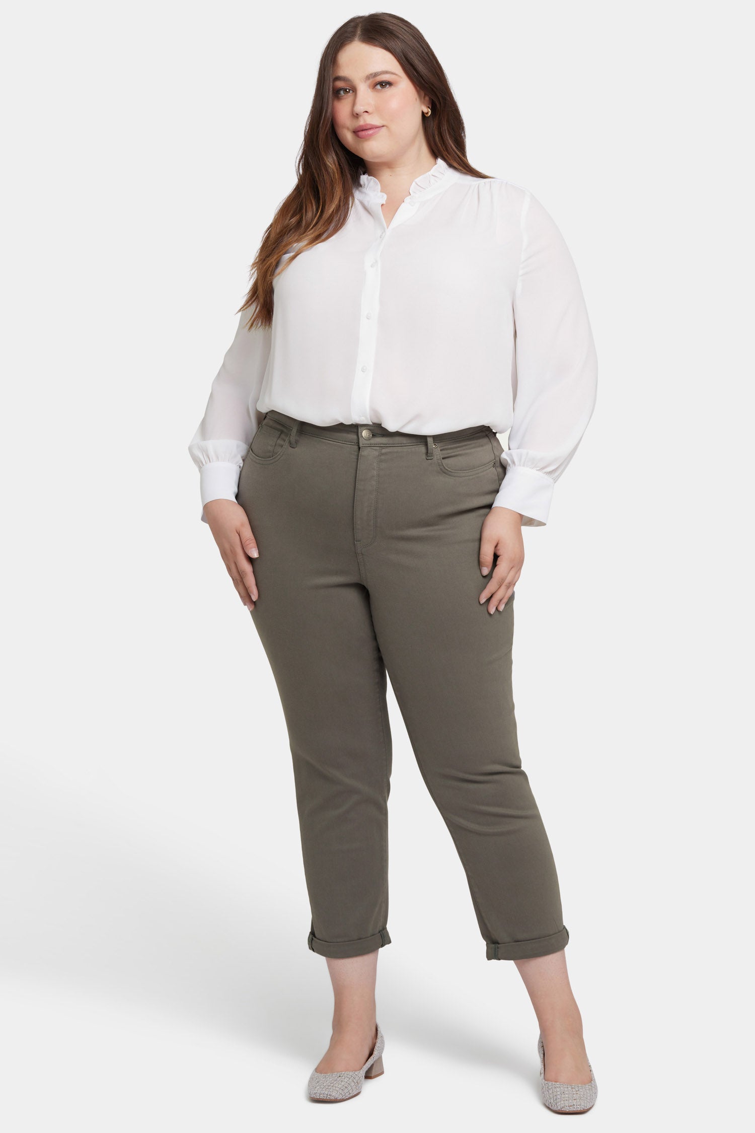 NYDJ Margot Girlfriend Jeans In Plus Size With Cuffs - Vine Leaf