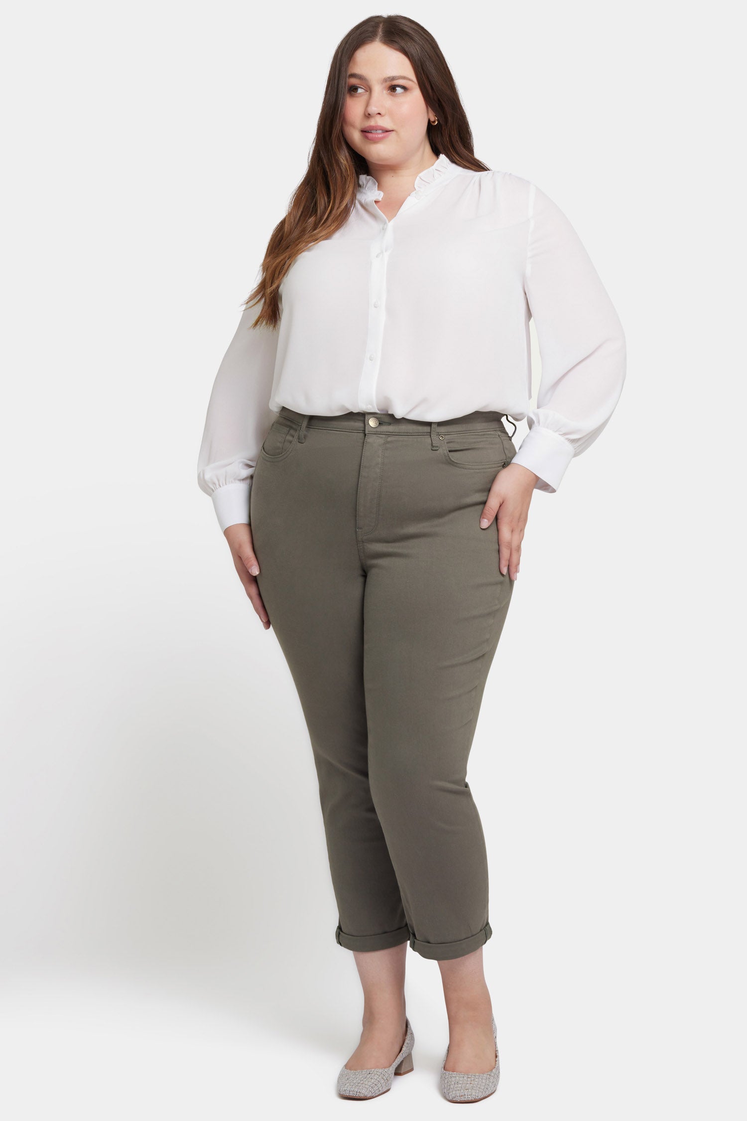NYDJ Margot Girlfriend Jeans In Plus Size With Cuffs - Vine Leaf