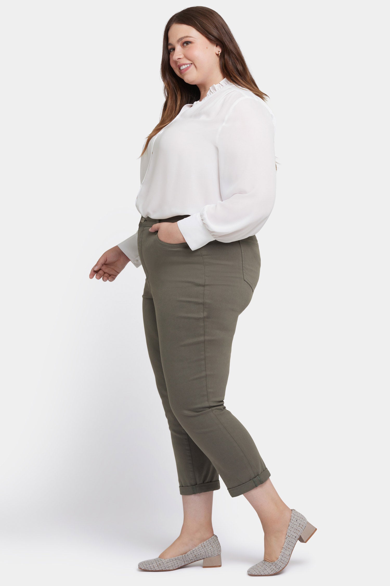 NYDJ Margot Girlfriend Jeans In Plus Size With Cuffs - Vine Leaf