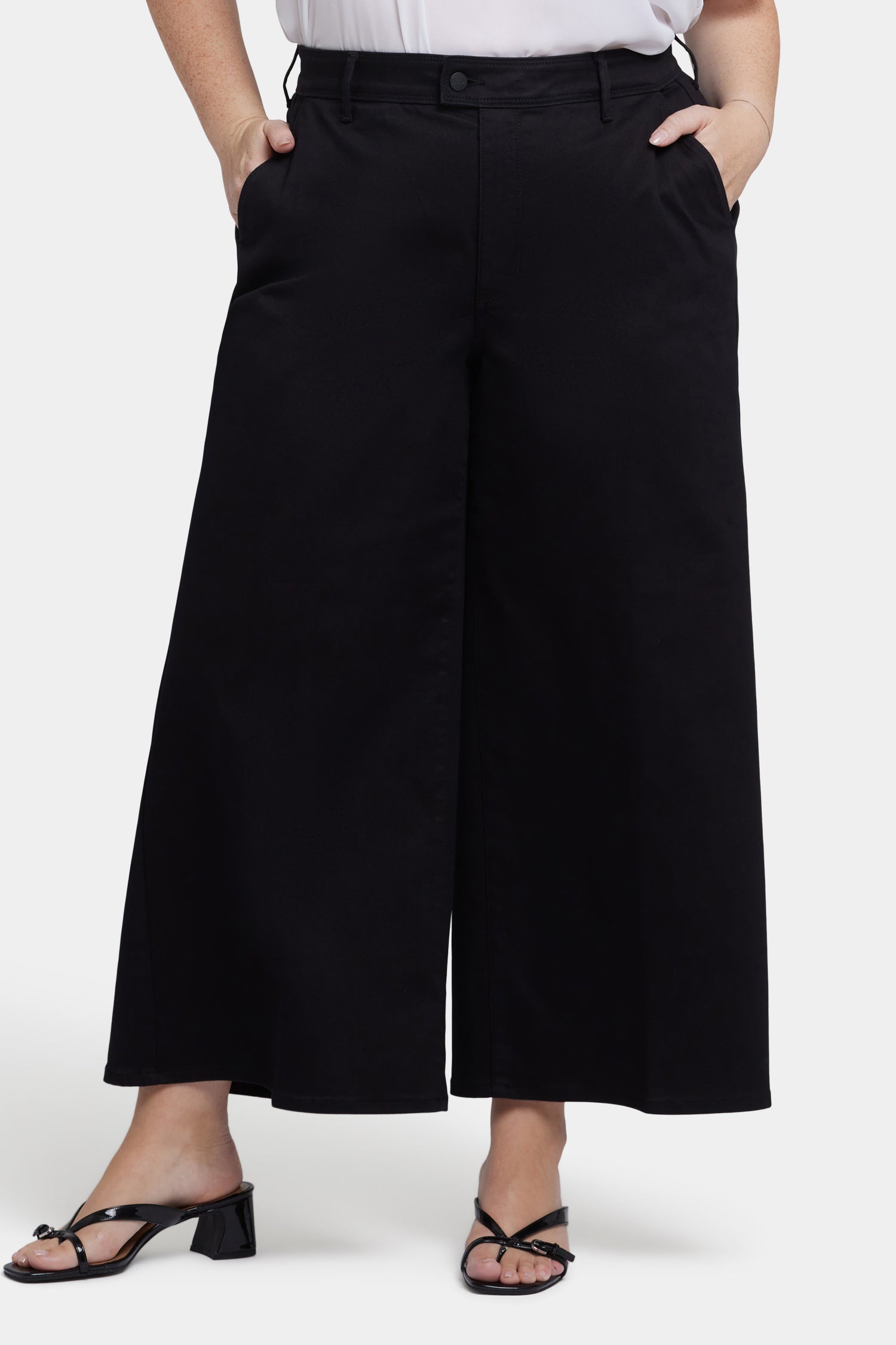 NYDJ Mona Wide Leg Trouser Ankle Jeans In Plus Size With High Rise - Black