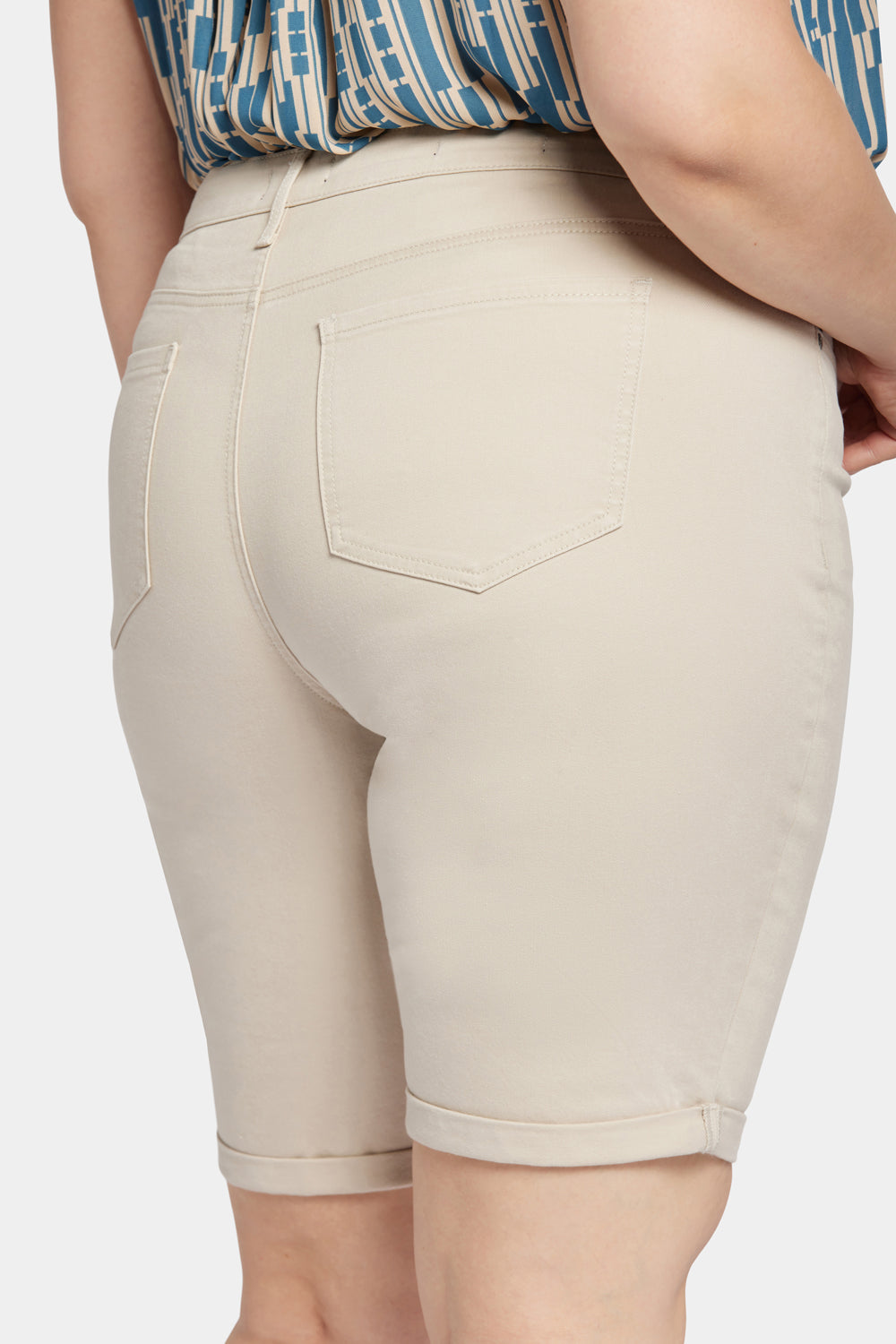 NYDJ Briella 11 Inch Denim Shorts In Plus Size With Roll Cuffs - Feather