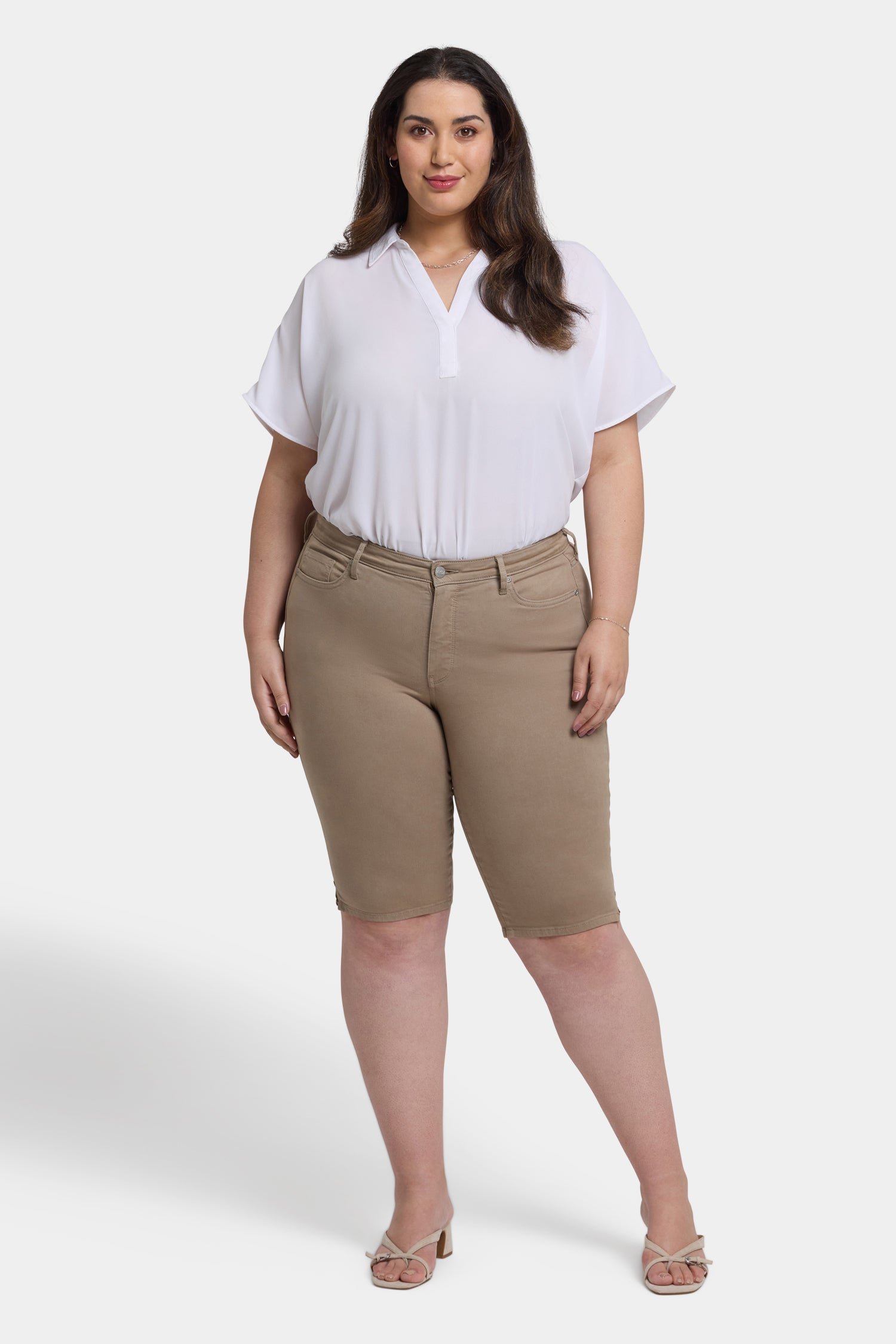 NYDJ Sophie Bike Capri Jeans In Plus Size With Riveted Side Slits - Saddlewood