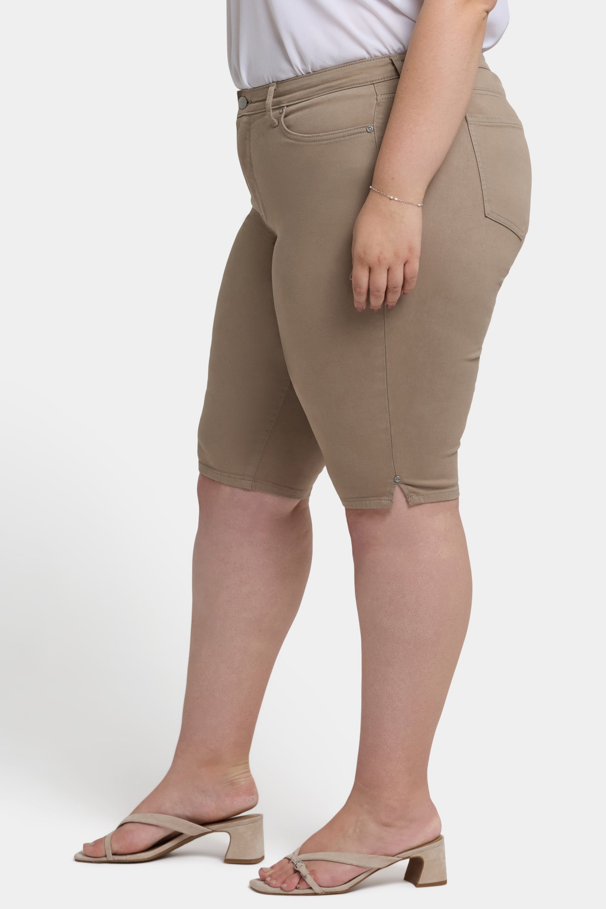 NYDJ Sophie Bike Capri Jeans In Plus Size With Riveted Side Slits - Saddlewood