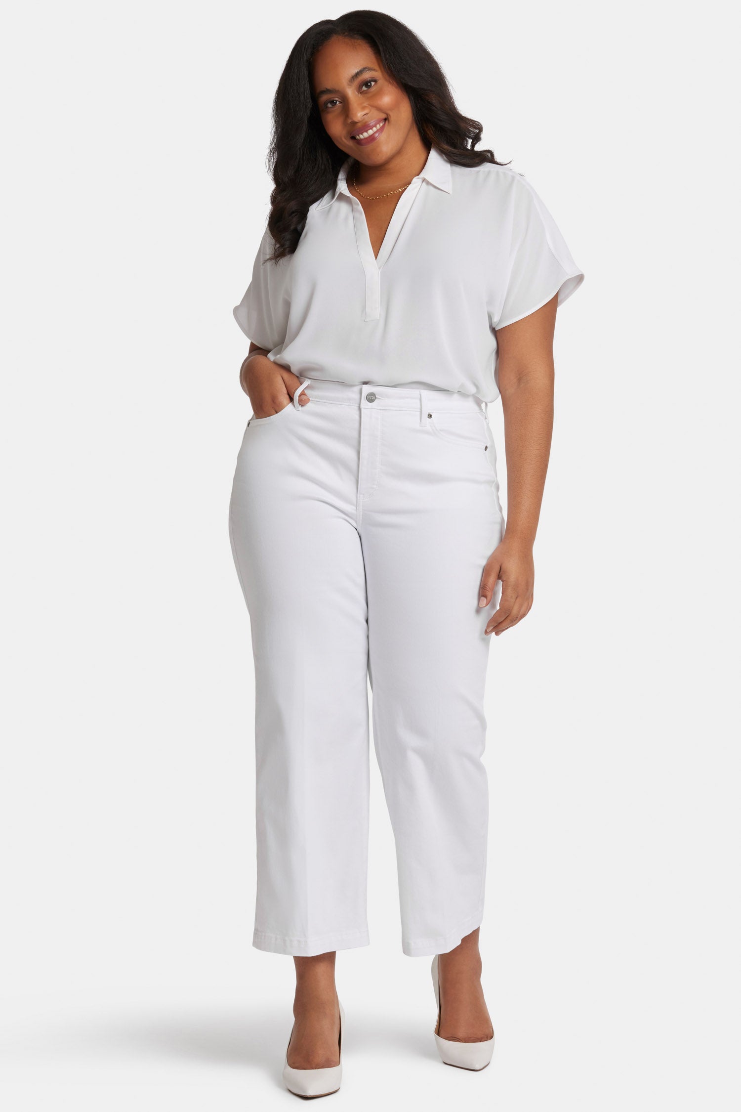 NYDJ Teresa Wide Leg Ankle Jeans in Plus Size  - Optic White