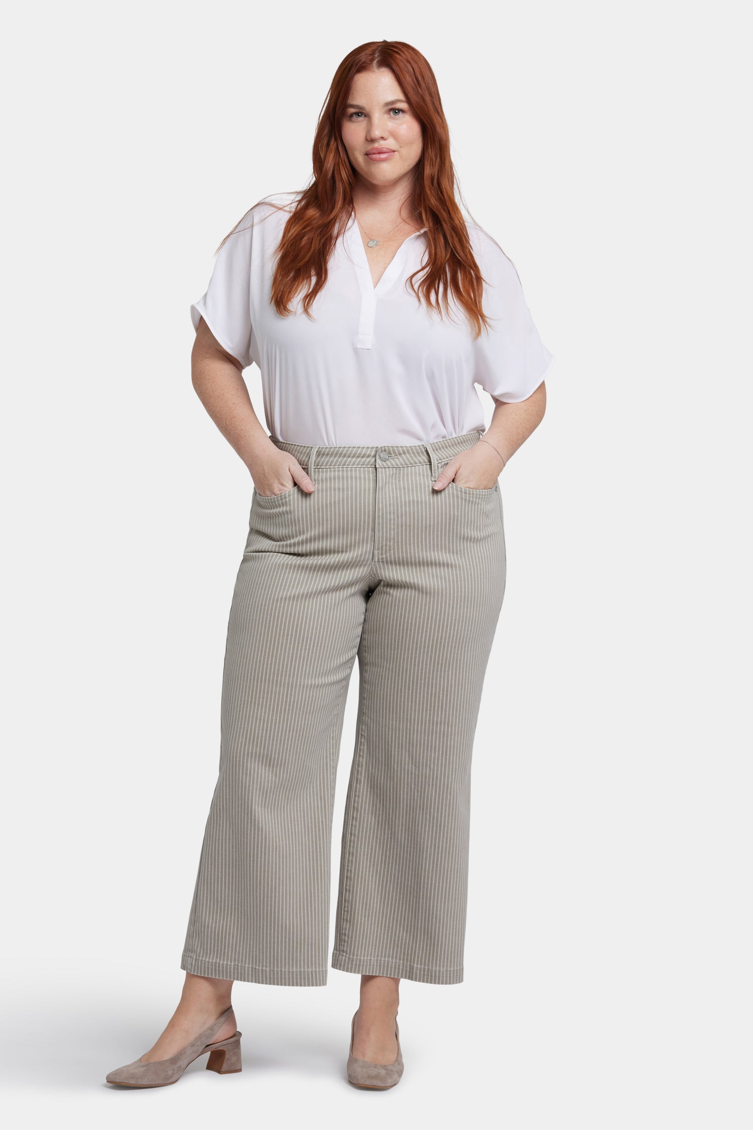 NYDJ Teresa Wide Leg Ankle Jeans In Plus Size  - Hidden Lodge Stripe