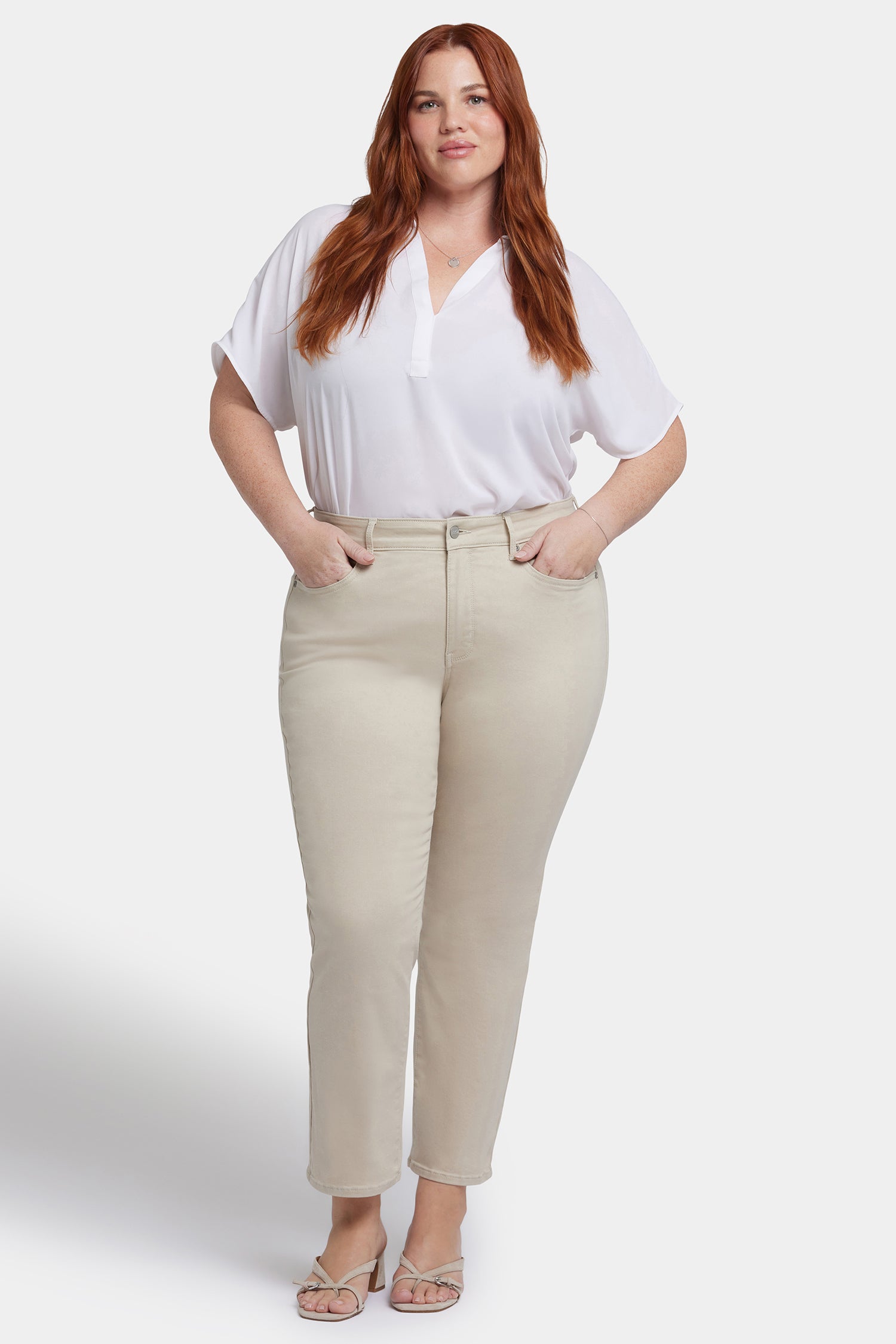 NYDJ Marilyn Straight Ankle Jeans In Plus Size  - Feather