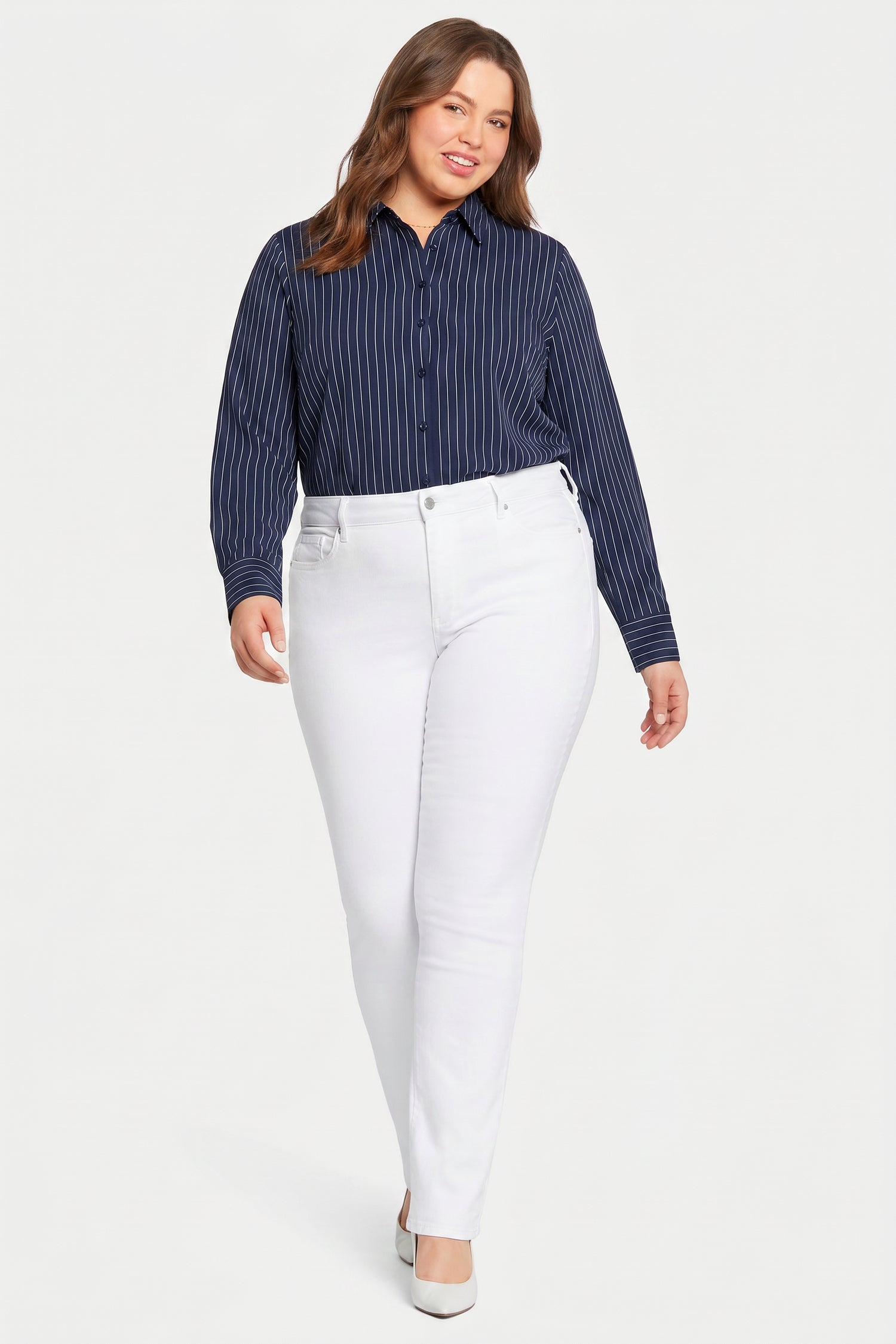 NYDJ Marilyn Straight Jeans In Plus Size  - Optic White