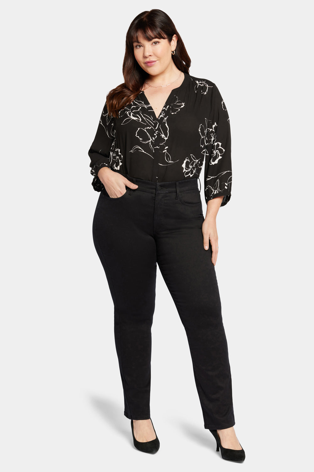 NYDJ Waist-Match™ Marilyn Straight Jeans In Plus Size  - Black
