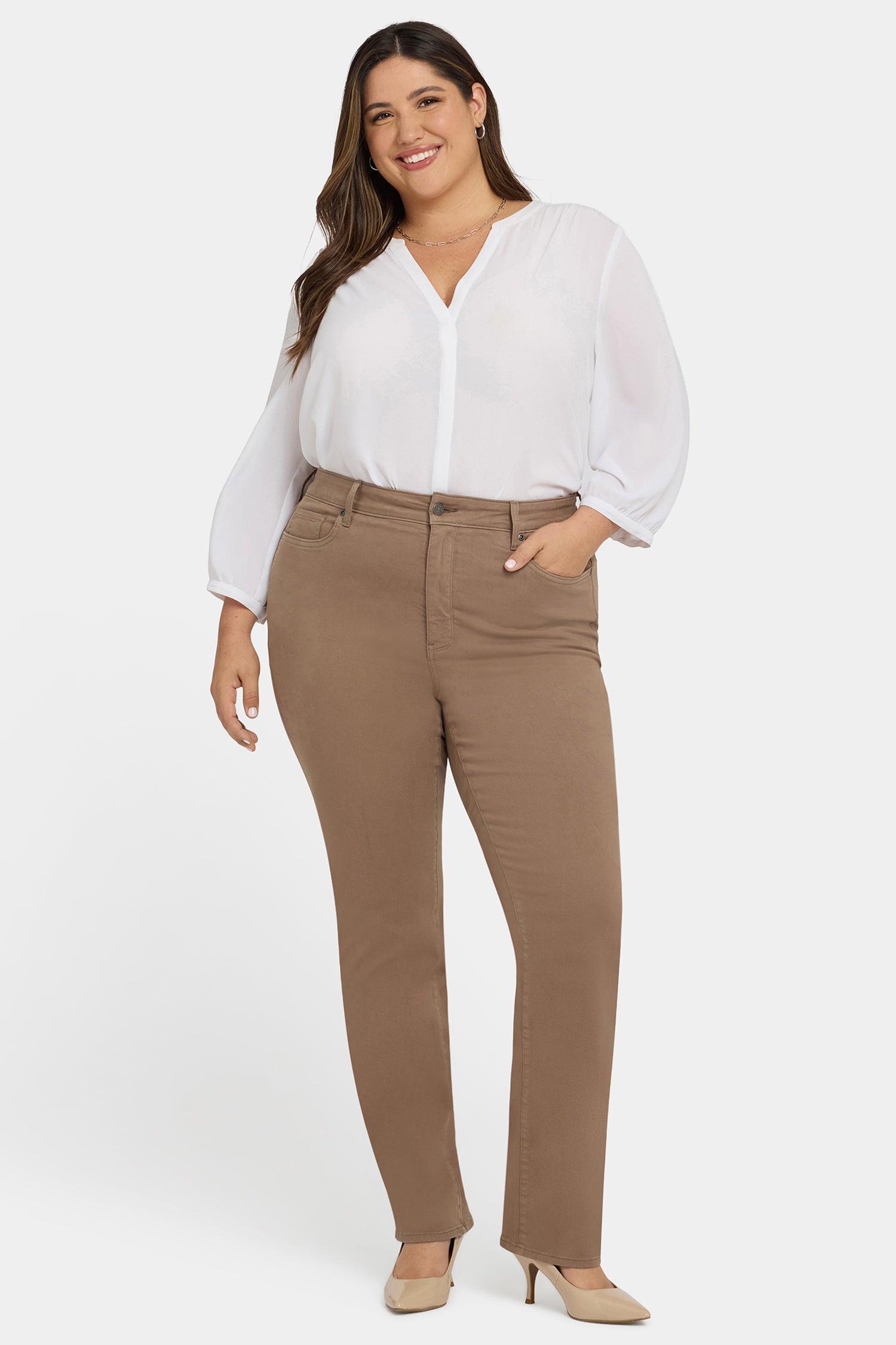 NYDJ Marilyn Straight Jeans In Plus Size With High Rise And 31