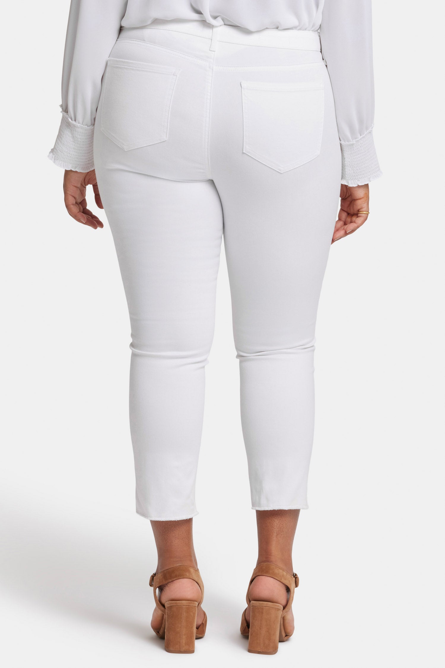 NYDJ Sheri Slim Ankle Jeans In Plus Size With Frayed Hems - Optic White