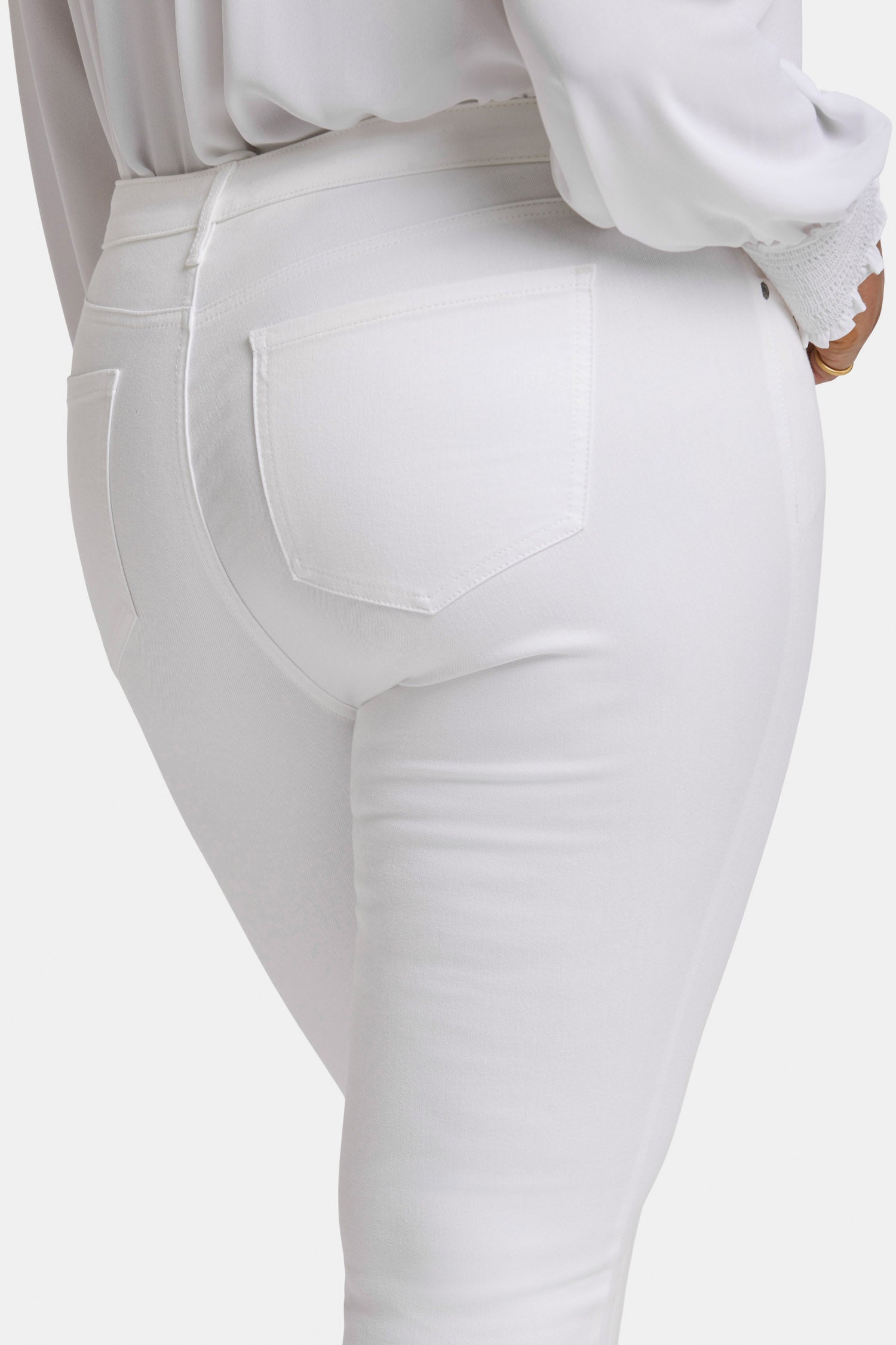 NYDJ Sheri Slim Ankle Jeans In Plus Size With Frayed Hems - Optic White