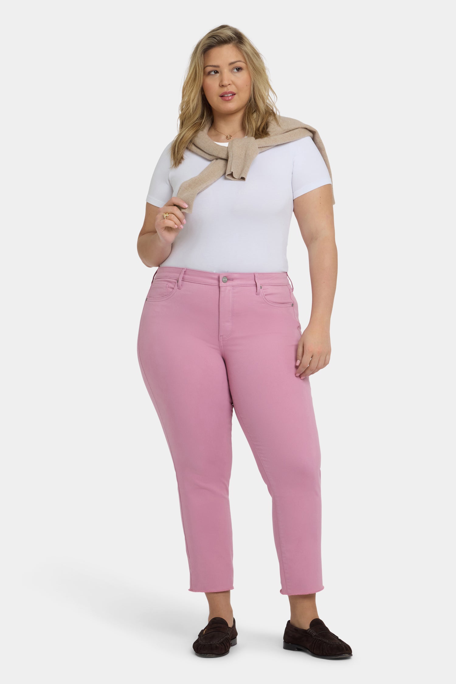 NYDJ Sheri Slim Ankle Jeans In Plus Size With Frayed Hems - Ballet