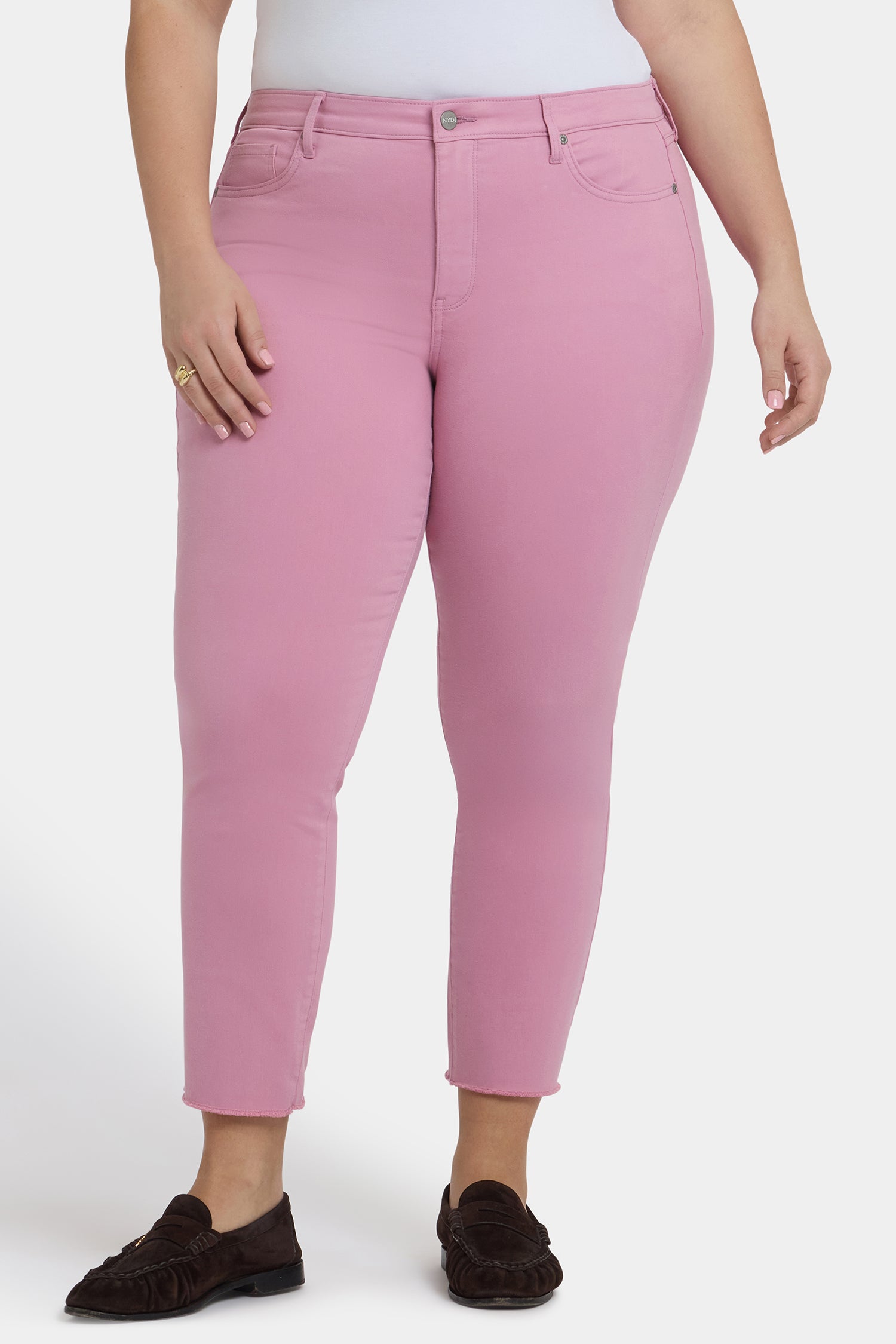 NYDJ Sheri Slim Ankle Jeans In Plus Size With Frayed Hems - Ballet