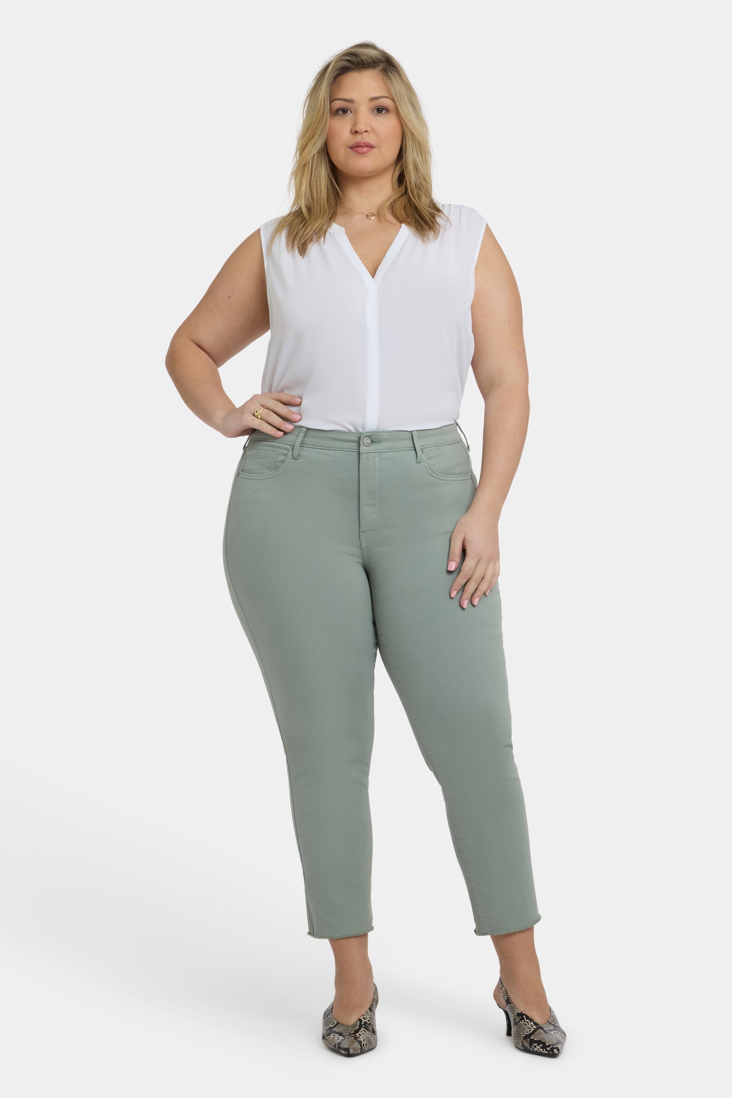 NYDJ Sheri Slim Ankle Jeans In Plus Size With Frayed Hems - Mistletoe