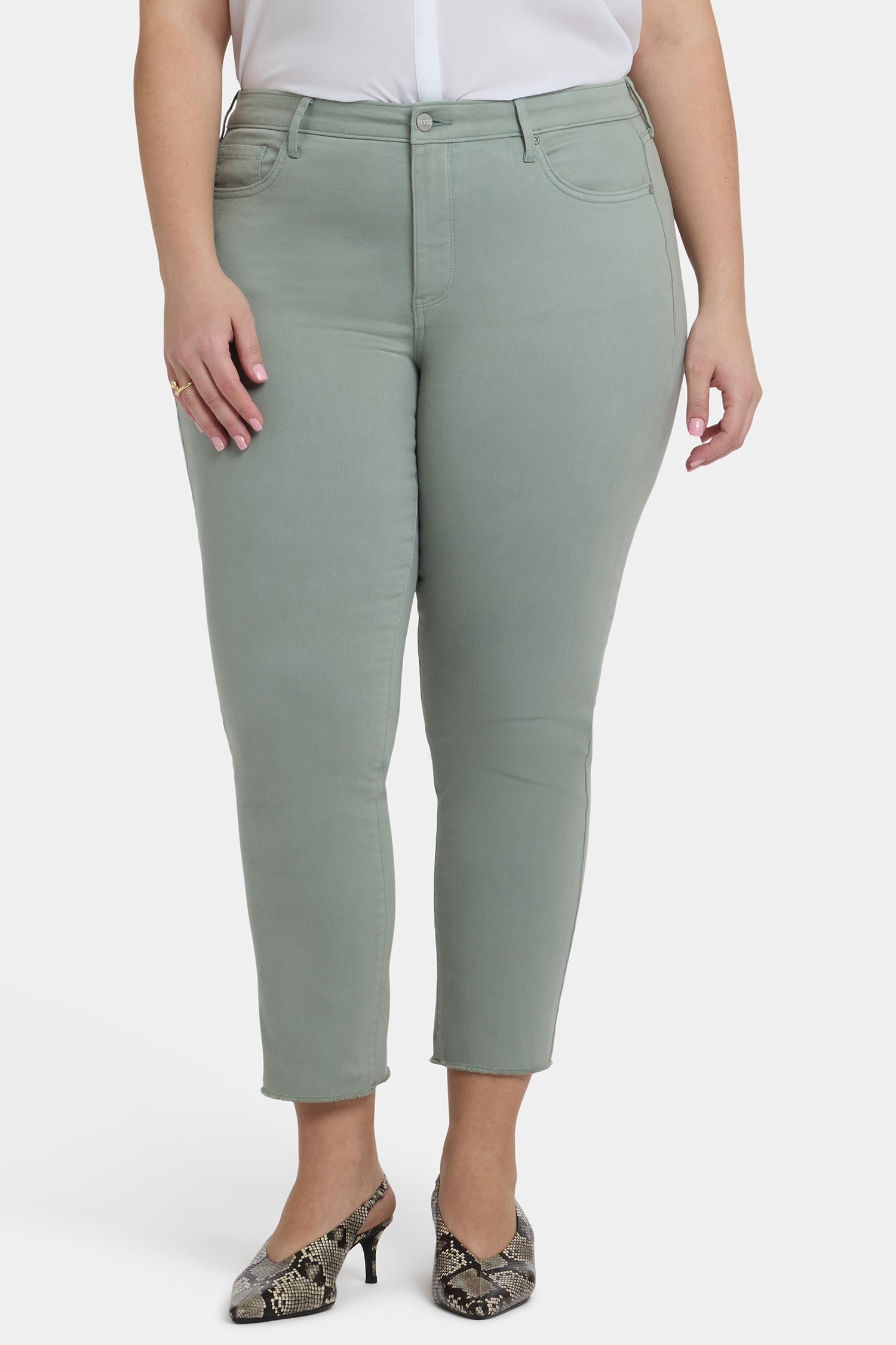 NYDJ Sheri Slim Ankle Jeans In Plus Size With Frayed Hems - Mistletoe