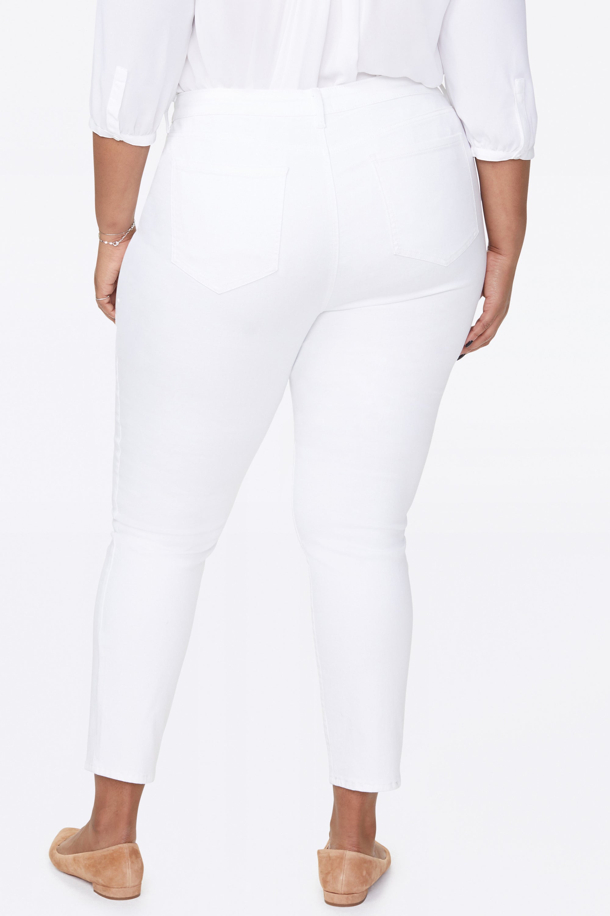NYDJ Ami Skinny Ankle Jeans In Plus Size With Exposed Button Fly - Optic White