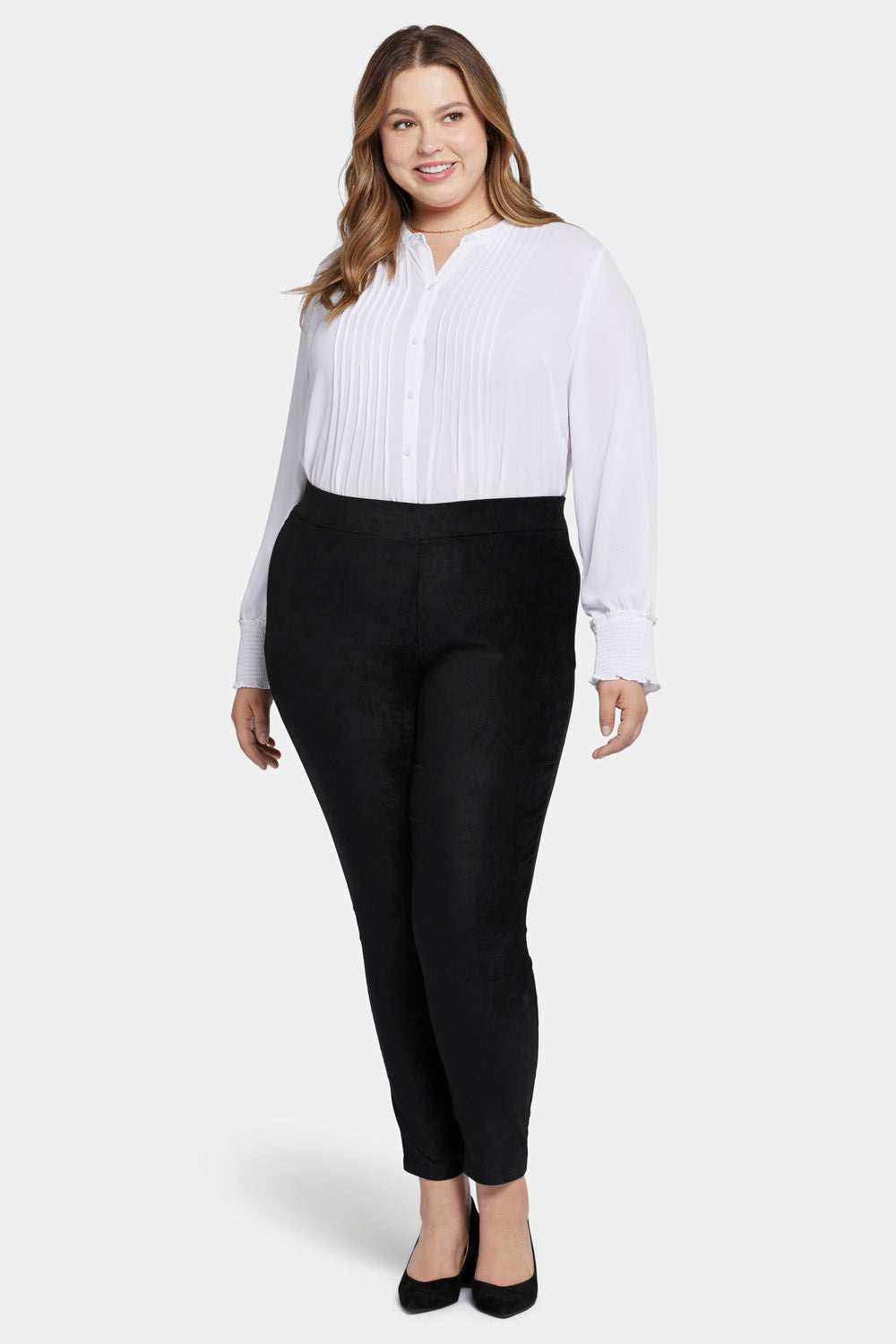 NYDJ Basic Legging Pants In Plus Size In Stretch Faux Suede - Black