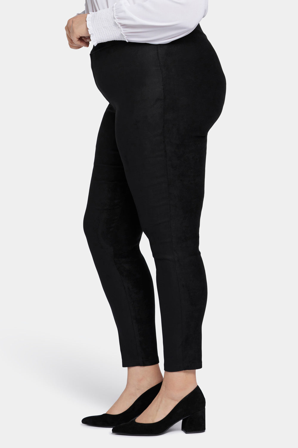 NYDJ Basic Legging Pants In Plus Size In Stretch Faux Suede - Black
