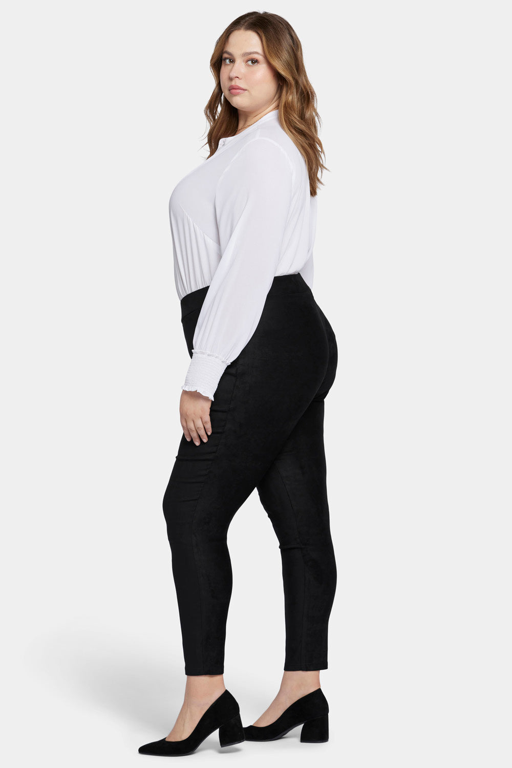 NYDJ Basic Legging Pants In Plus Size In Stretch Faux Suede - Black