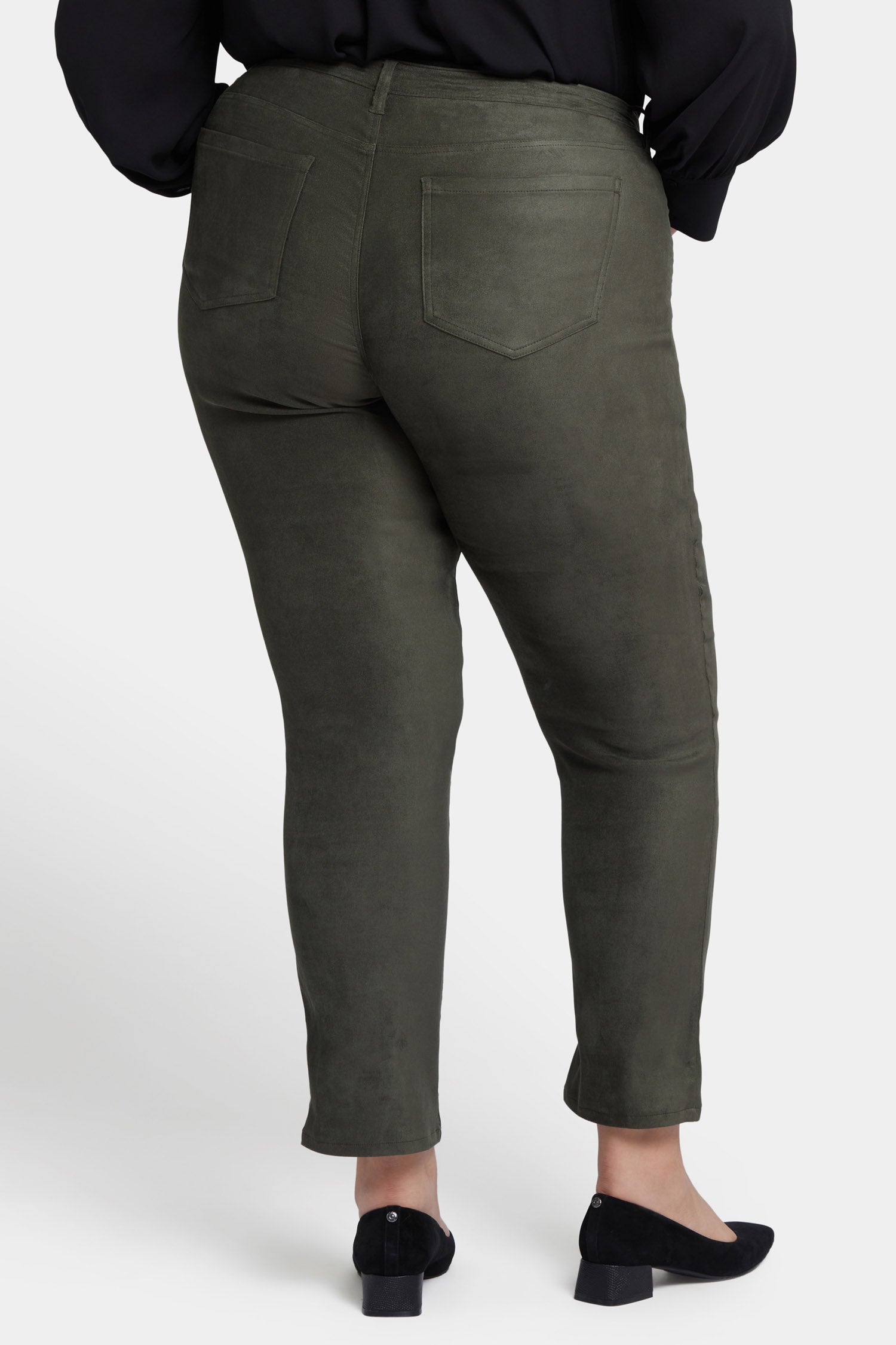 NYDJ Sheri Slim Jeans In Plus Size In Stretch Faux Suede - Vine Leaf