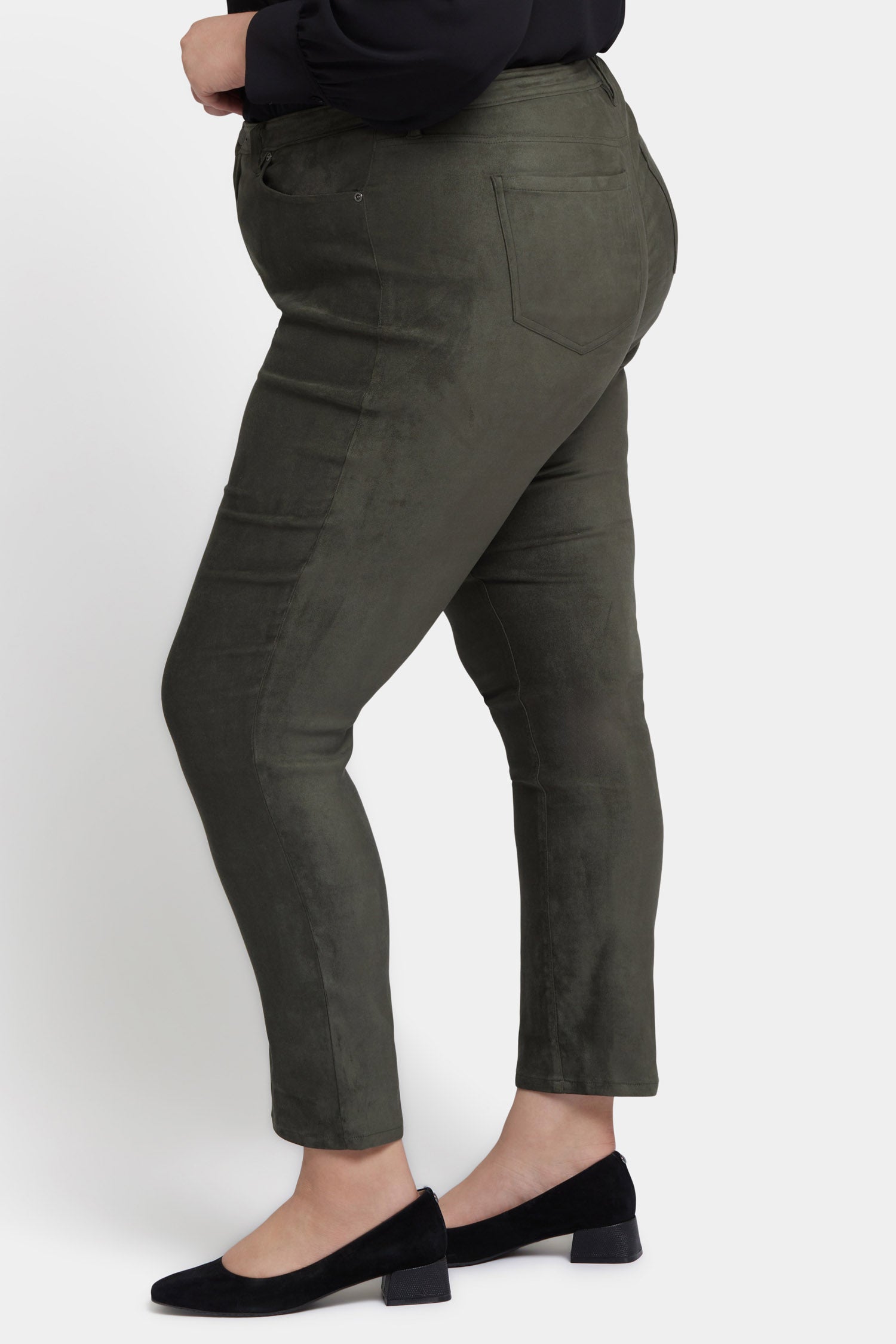 NYDJ Sheri Slim Jeans In Plus Size In Stretch Faux Suede - Vine Leaf