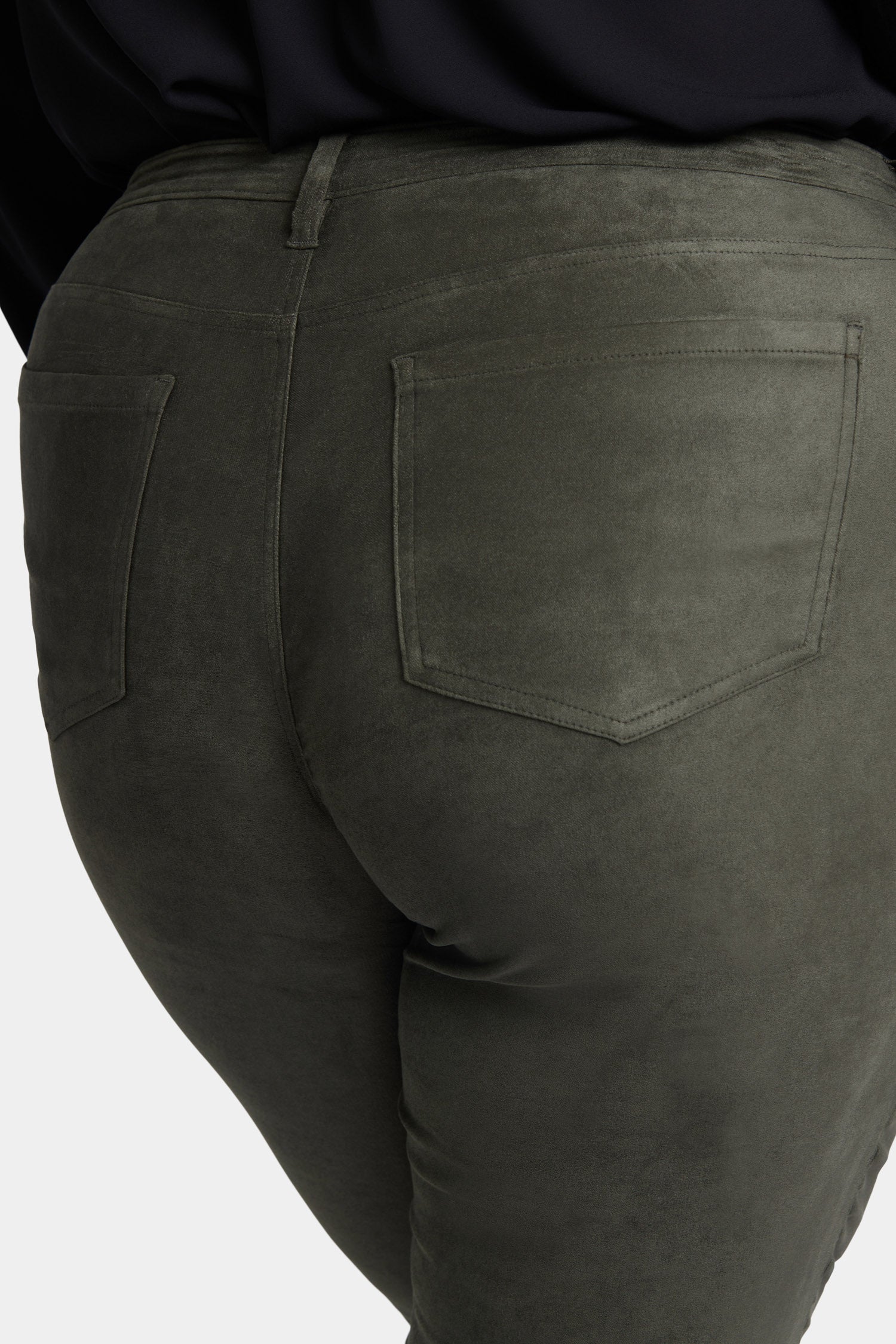 NYDJ Sheri Slim Jeans In Plus Size In Stretch Faux Suede - Vine Leaf