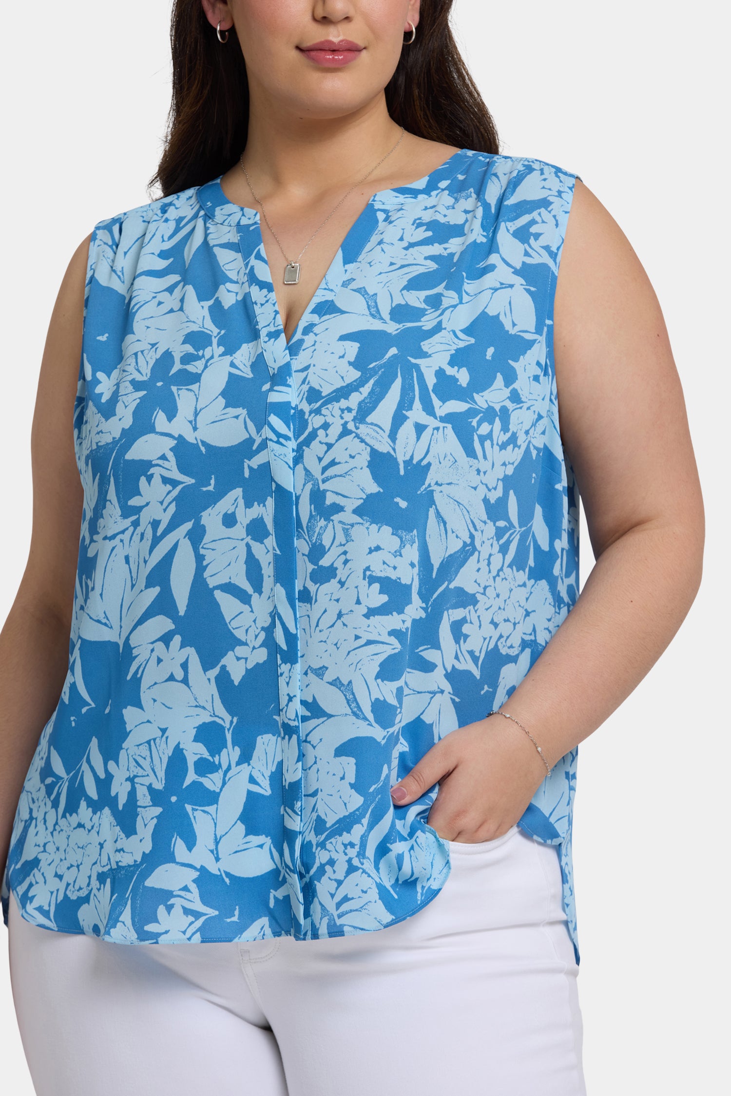 NYDJ Sleeveless Pintuck Blouse In Plus Size  - Bellavista