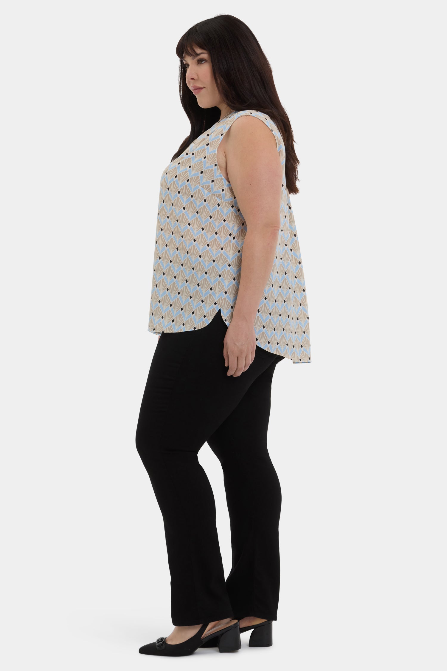 NYDJ Sleeveless Pintuck Blouse In Plus Size  - Cabo Punta