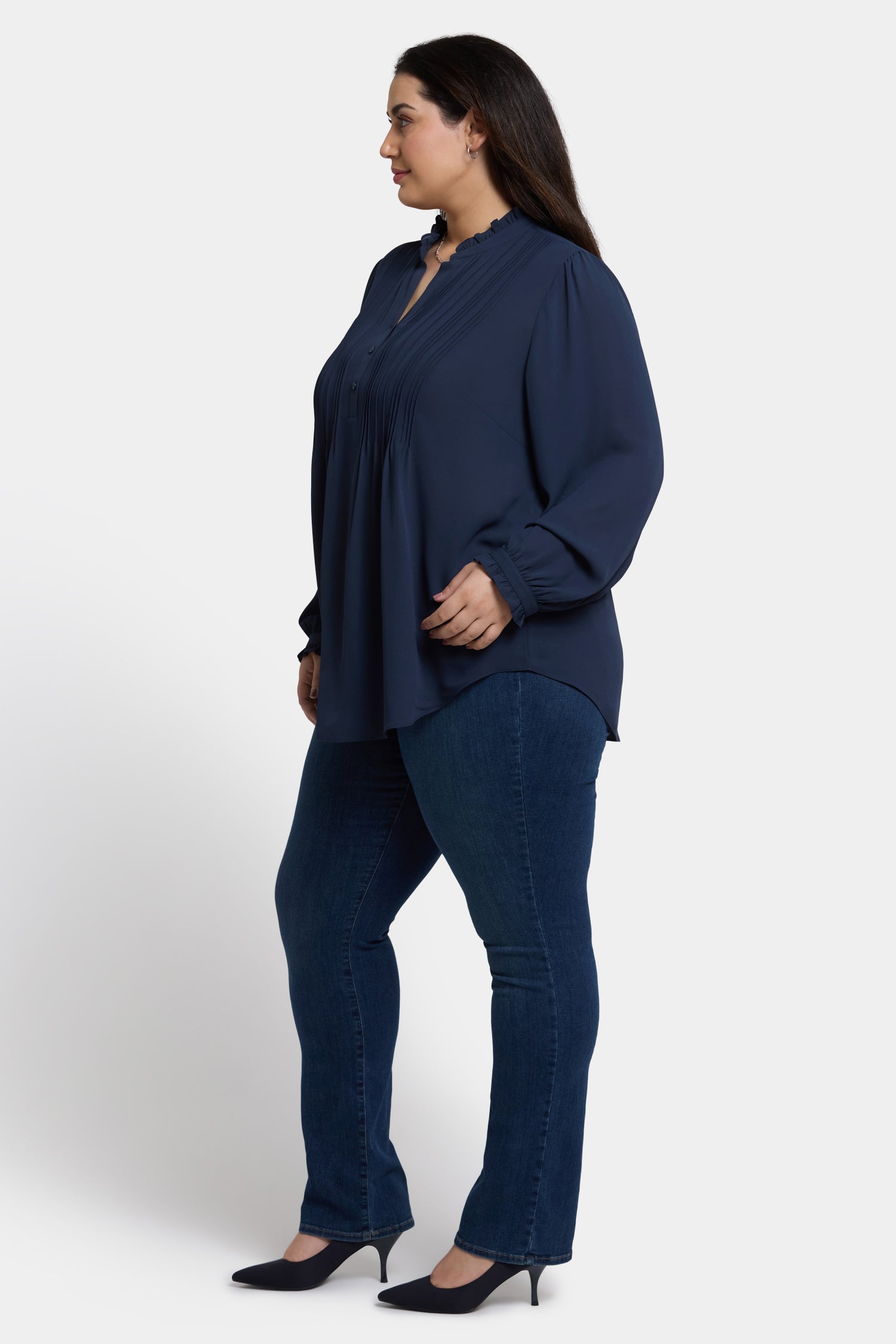 NYDJ Pleated Front Tunic In Plus Size  - Oxford Navy