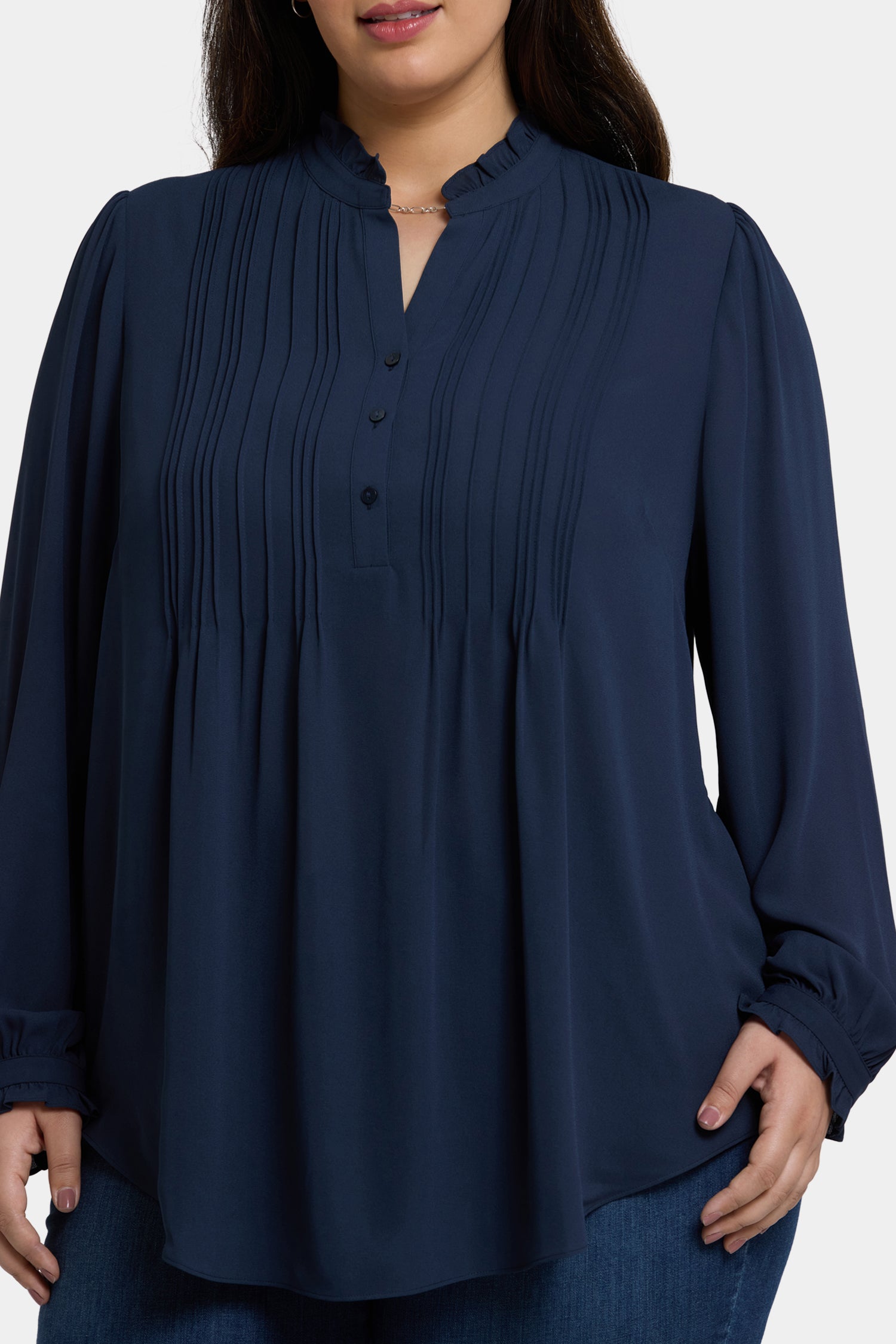 NYDJ Pleated Front Tunic In Plus Size  - Oxford Navy