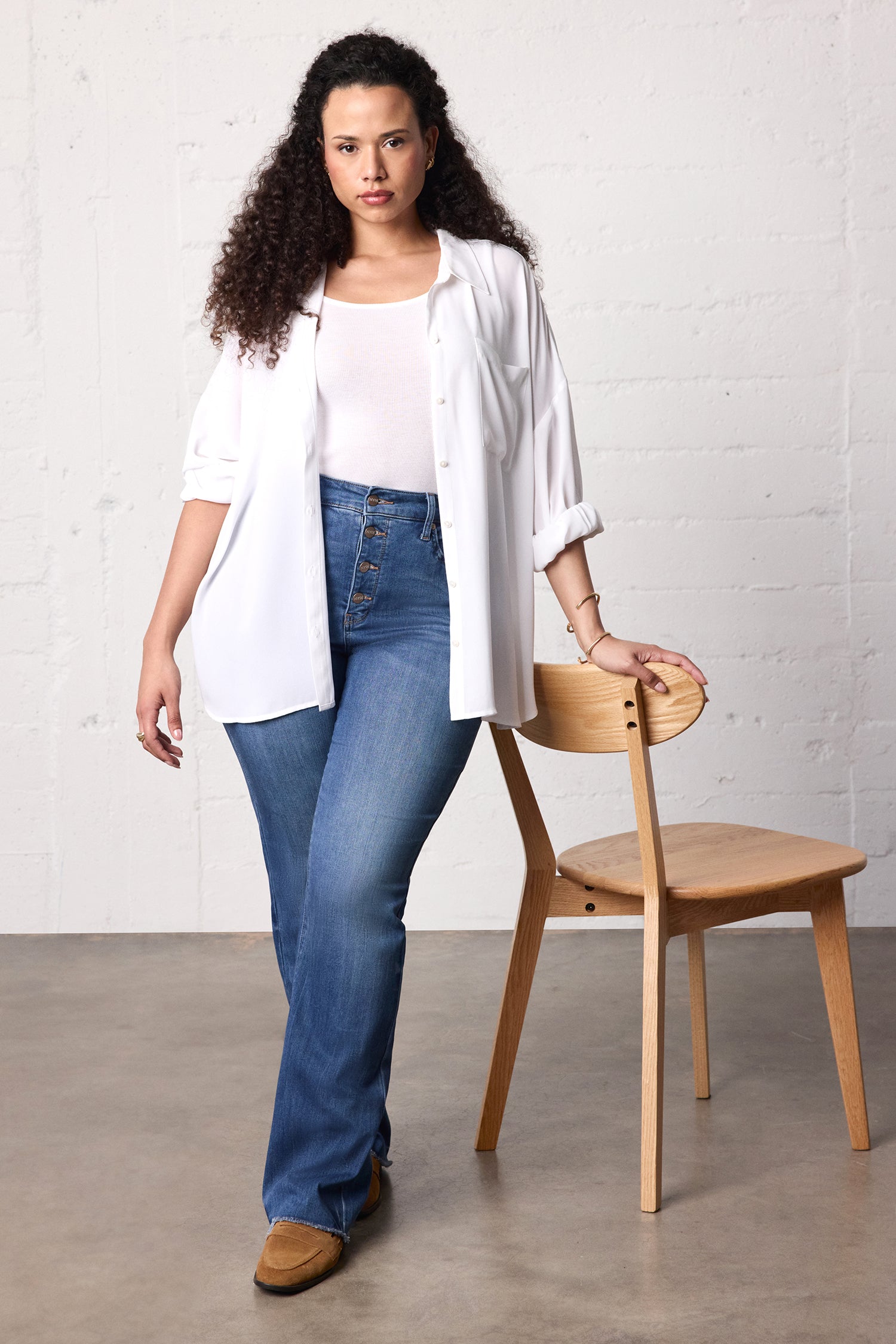 NYDJ Zoey Blouse in Plus Size  - Optic White
