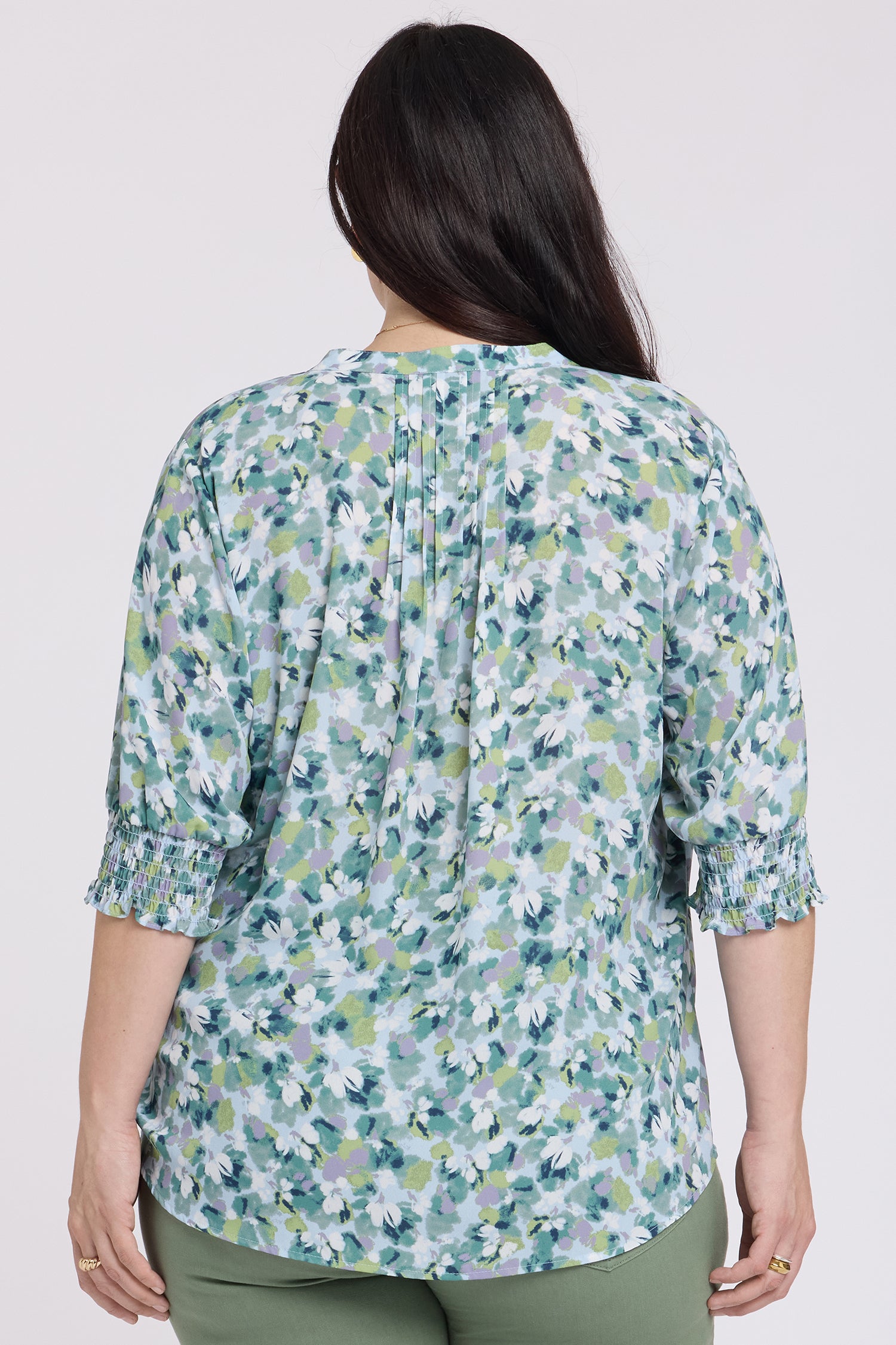 NYDJ Pleated Short Sleeved Blouse In Plus Size  - Bloomington